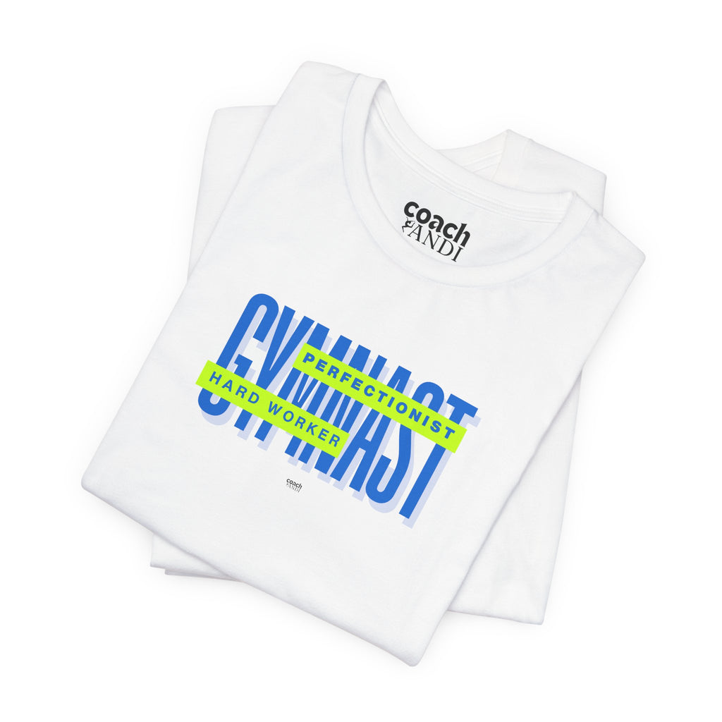 Gymnast Hard Worker Tshirt - Lime/Blue (Adult)