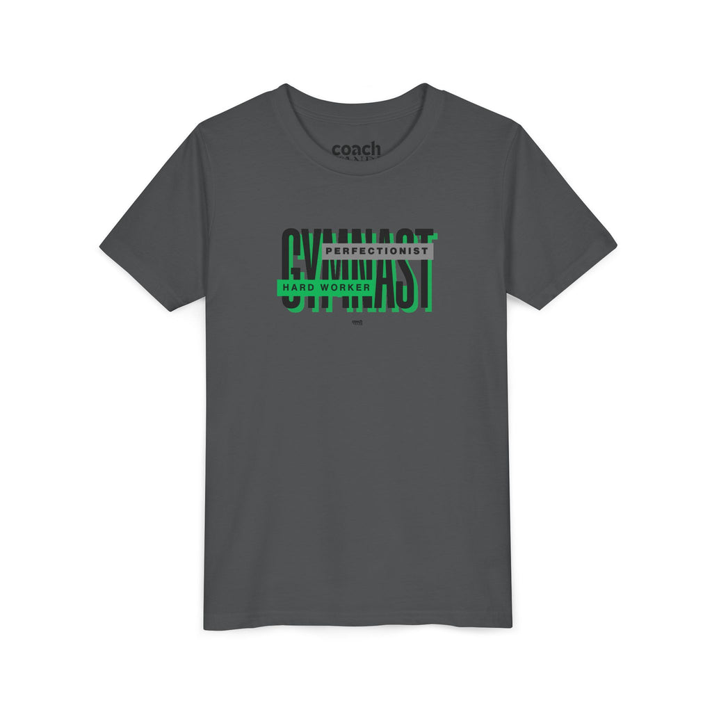 Gymnast Hard Worker Tshirt - Green/Black (Youth)