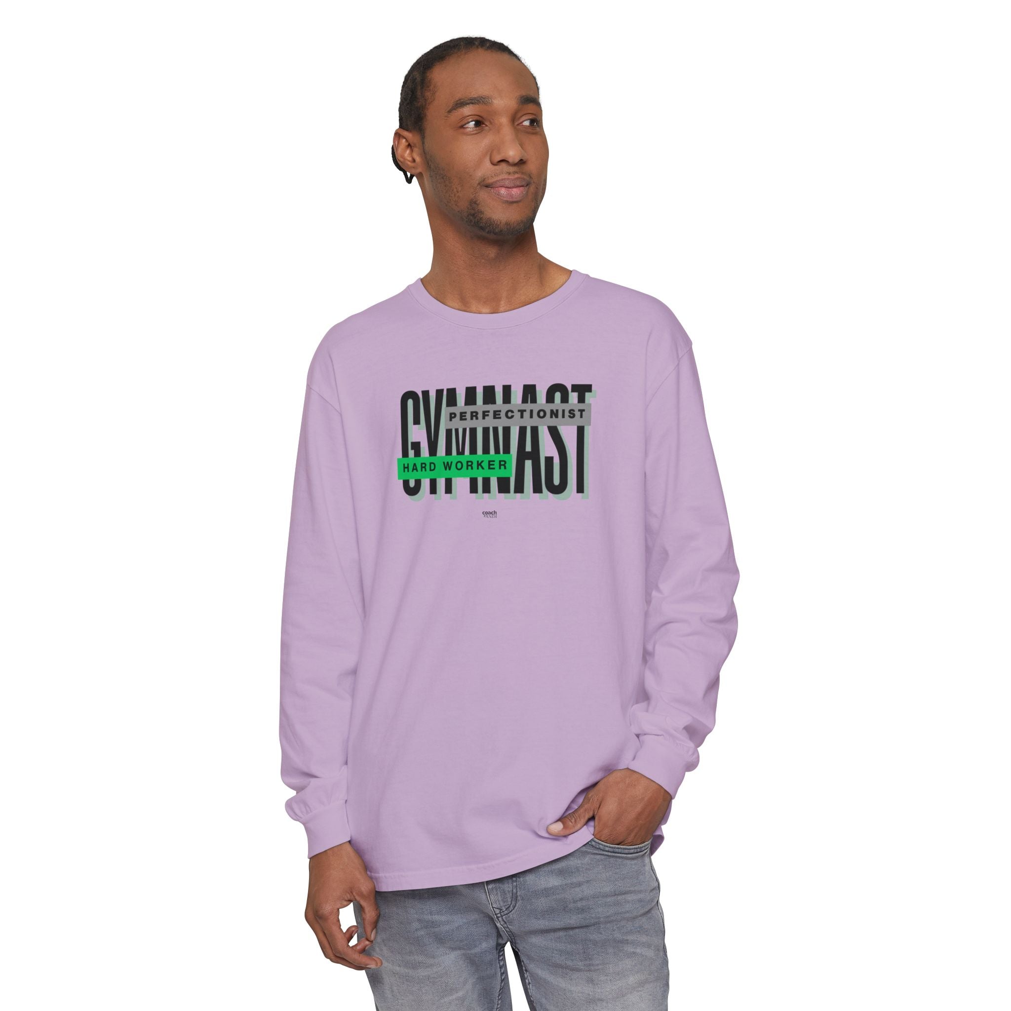 Gymnast Hard Worker Long Sleeve Shirt - Lime/Blue (Adult)