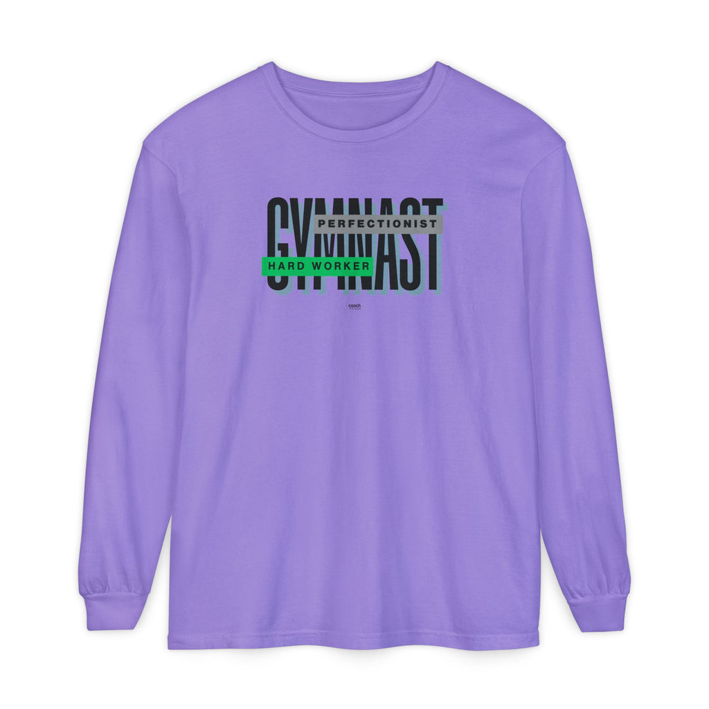 Gymnast Hard Worker Long Sleeve Shirt - Lime/Blue (Adult)