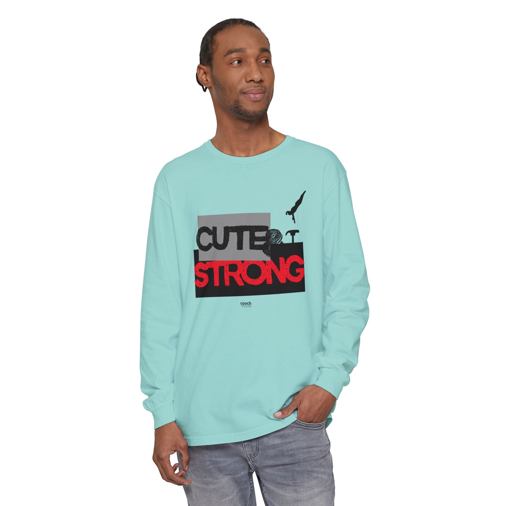 Cute & Strong - Red/Black (Adult Long Sleeve Shirt)
