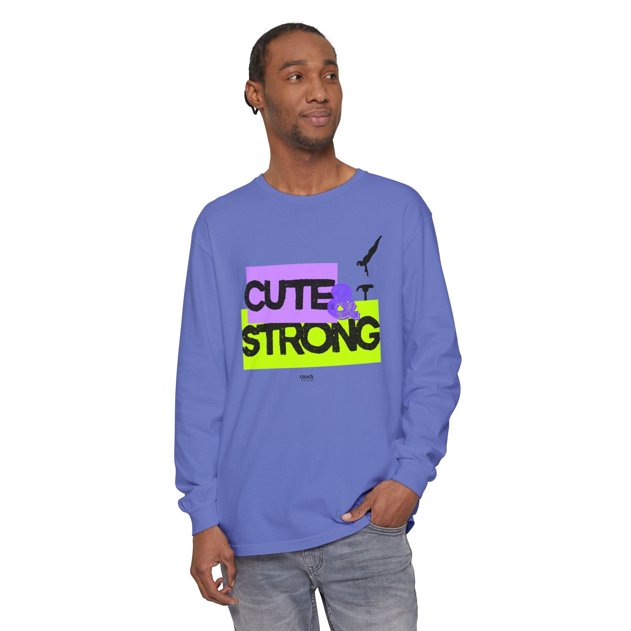 Cute & Strong - Aqua/Pink (Adult Long Sleeve Shirt)