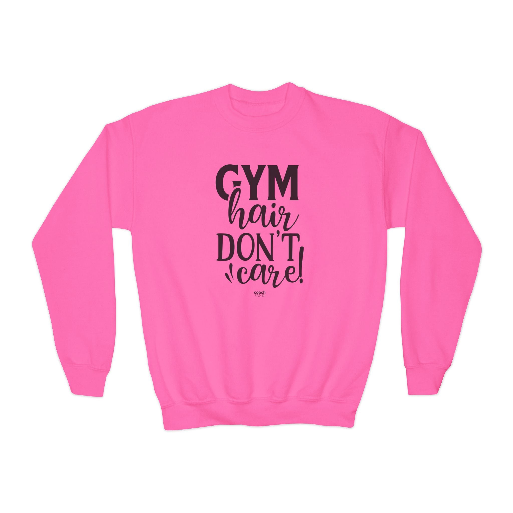 Gym Hair, Don't Care (Youth Crewneck Sweatshirt)