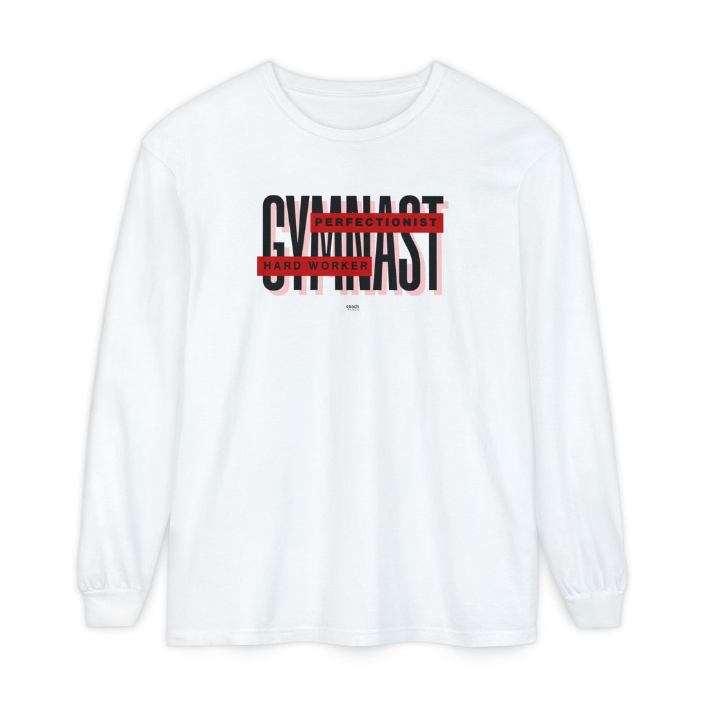 Gymnast Hard Worker Long Sleeve Shirt - Red (Adult)