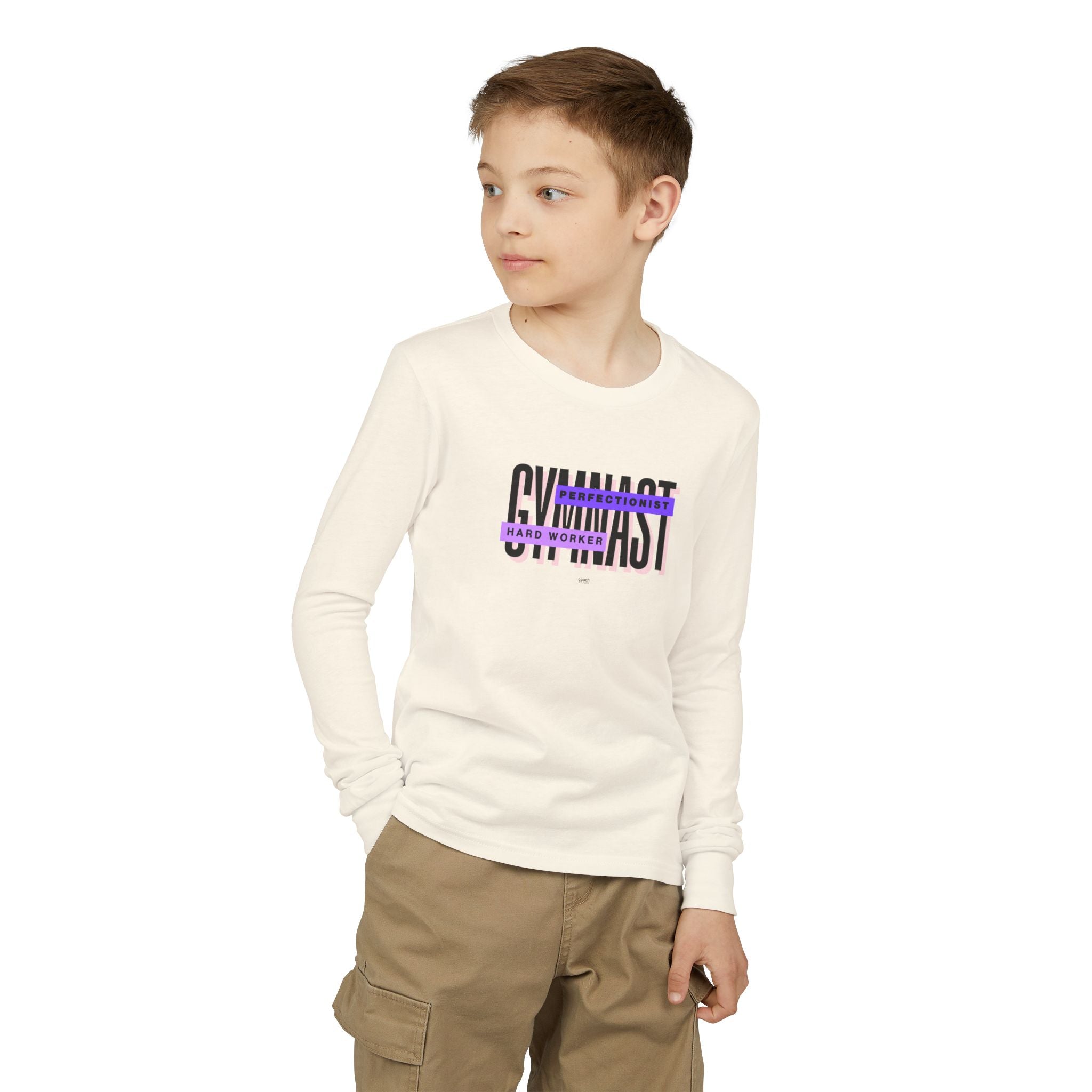 Gymnast Hard Worker Long Sleeve Shirt - Purple (Youth)
