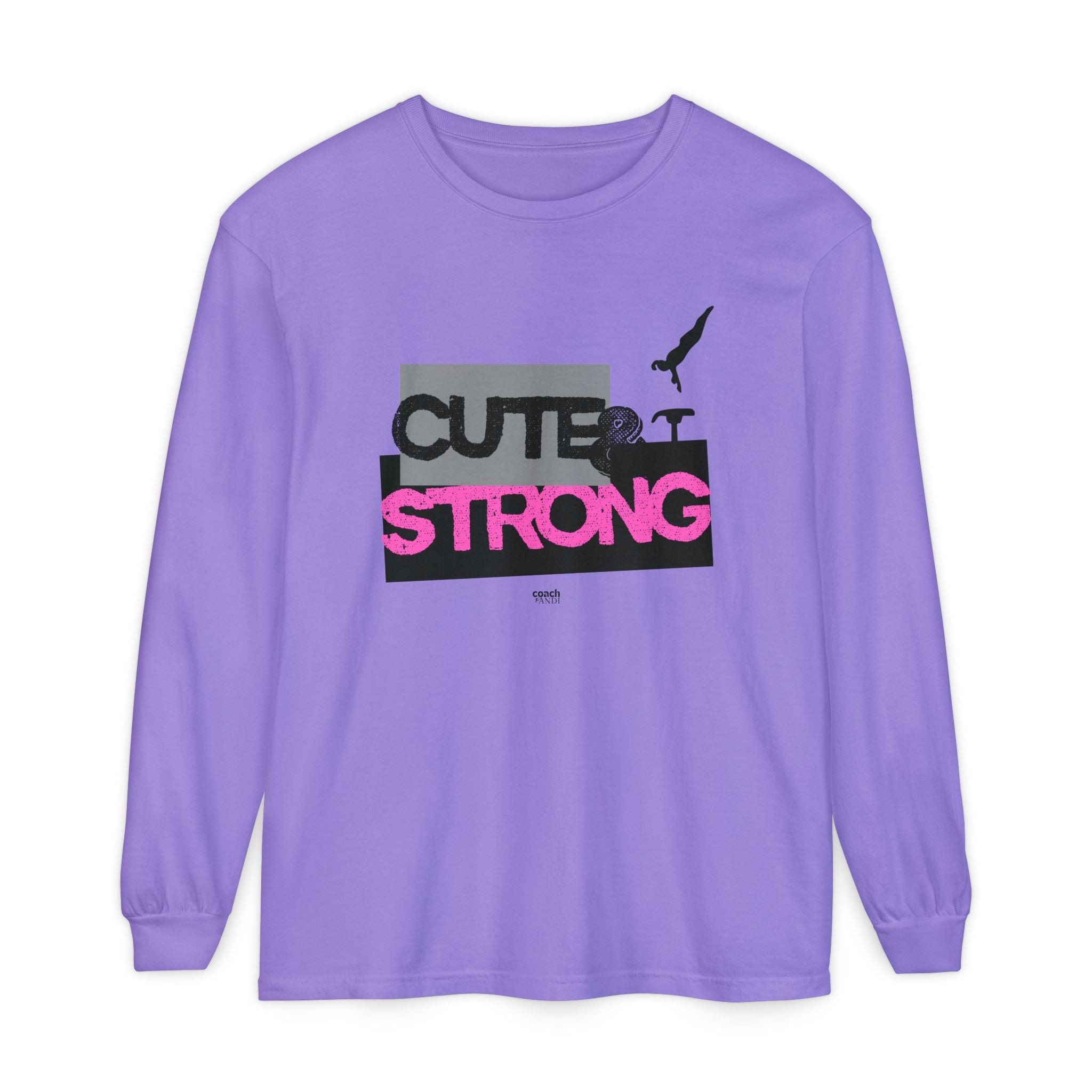 Cute & Strong - Pink/Black (Adult Long Sleeve Shirt)