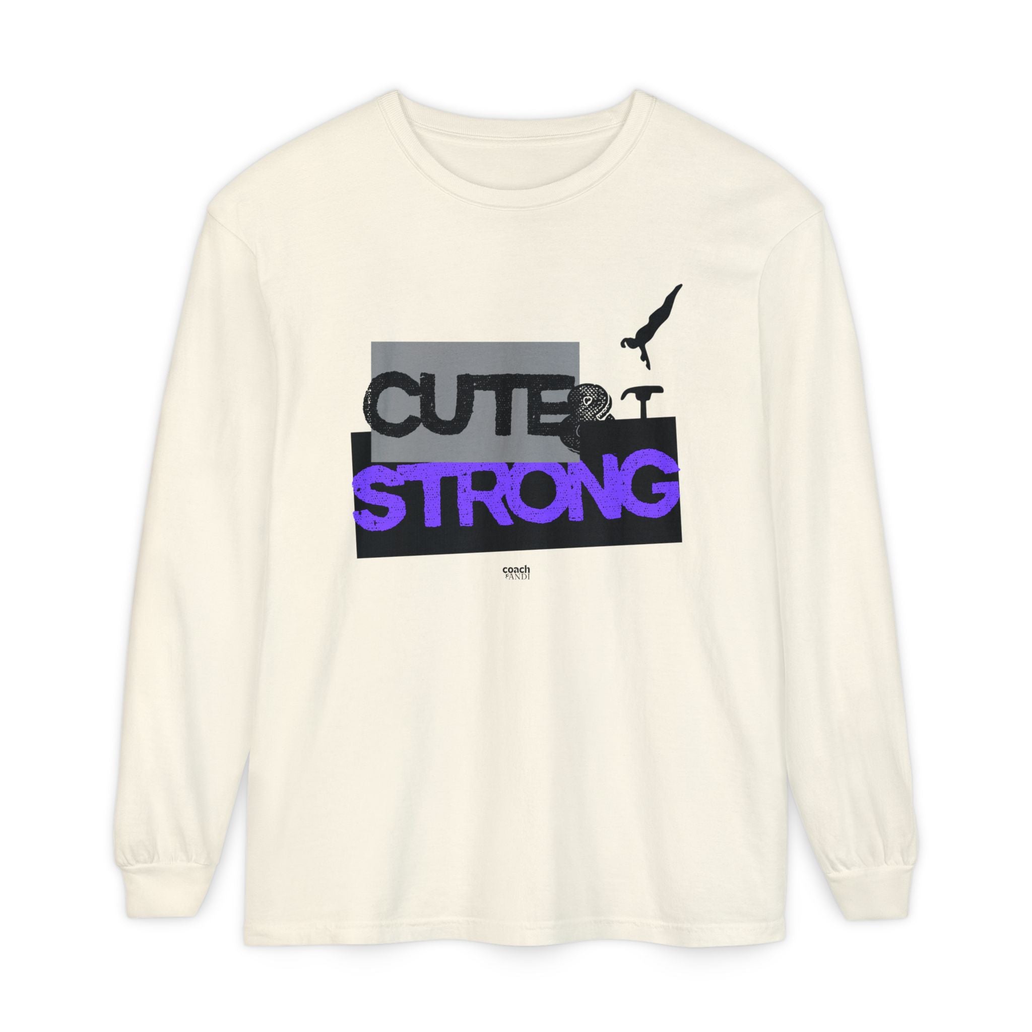 Cute & Strong - Purple/Black (Adult Long Sleeve Shirt)