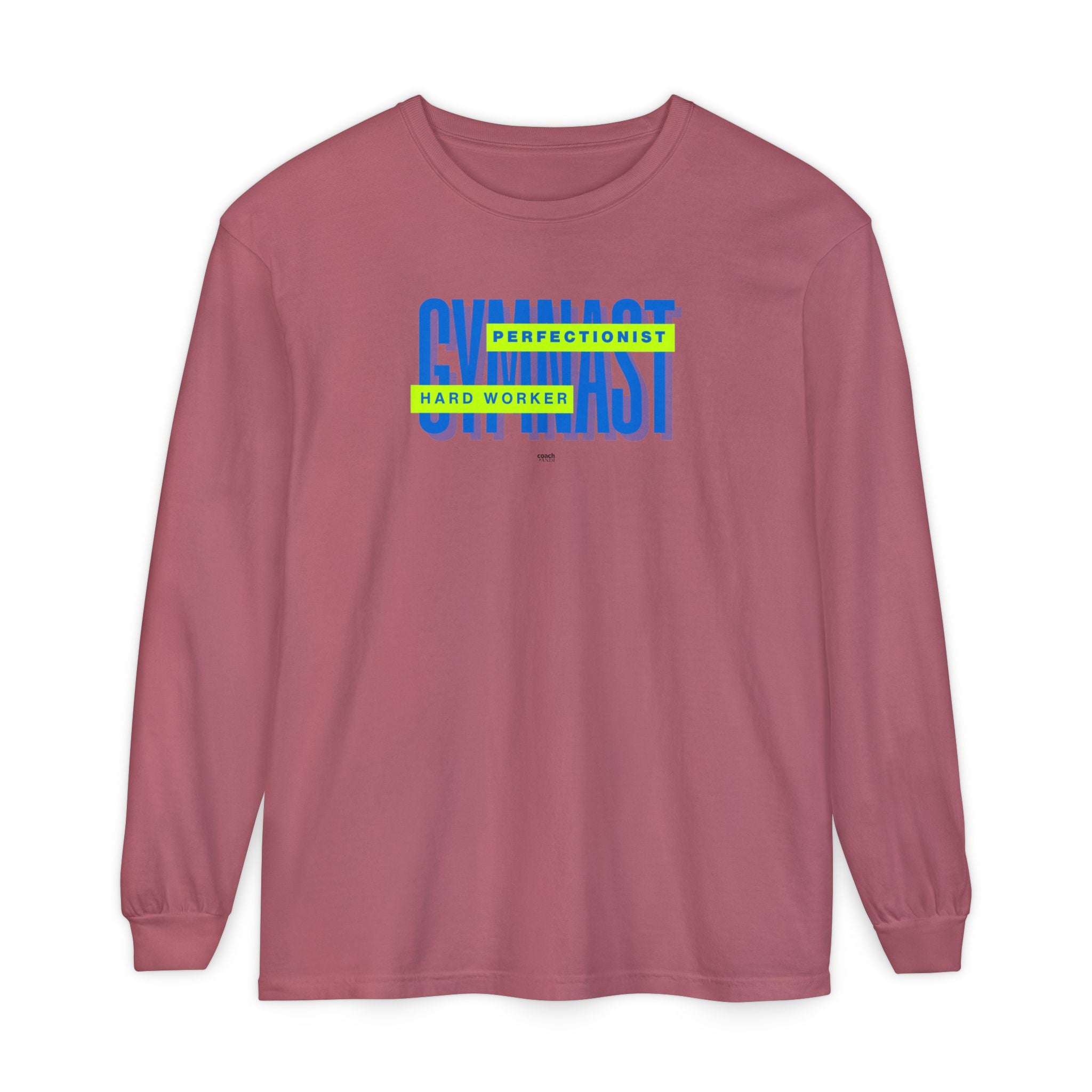 Gymnast Hard Worker Long Sleeve Shirt - Lime/Blue (Adult)