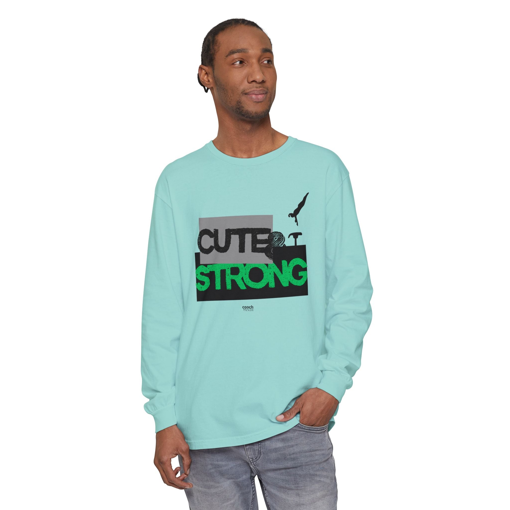 Cute & Strong - Green/Black (Adult Long Sleeve Shirt)