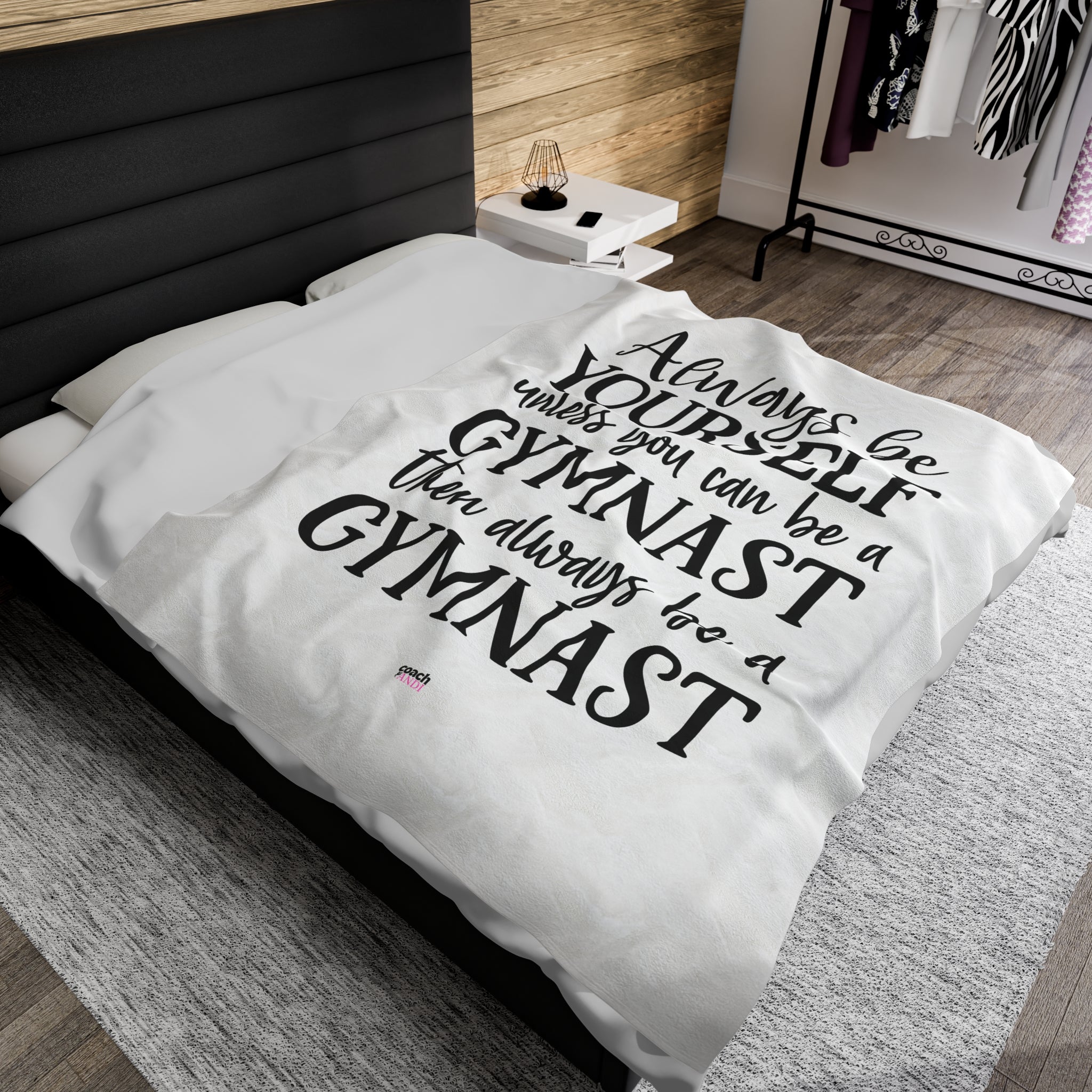 Always Be A Gymnast-White (Velveteen Plush Blanket)