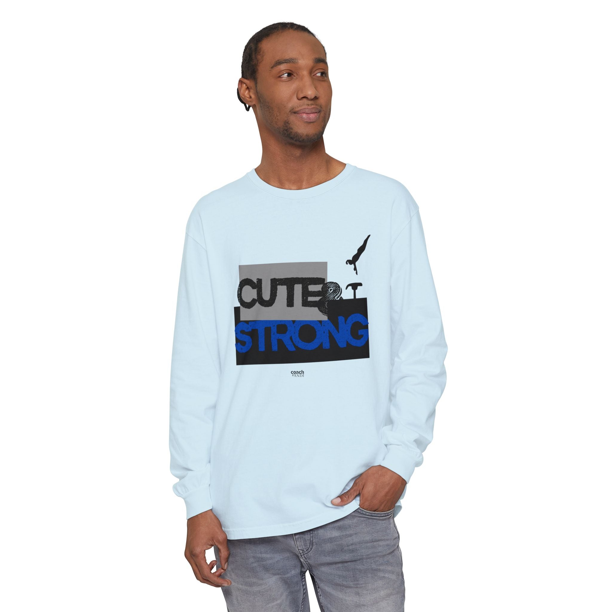 Cute & Strong - Blue/Black (Adult Long Sleeve Shirt)