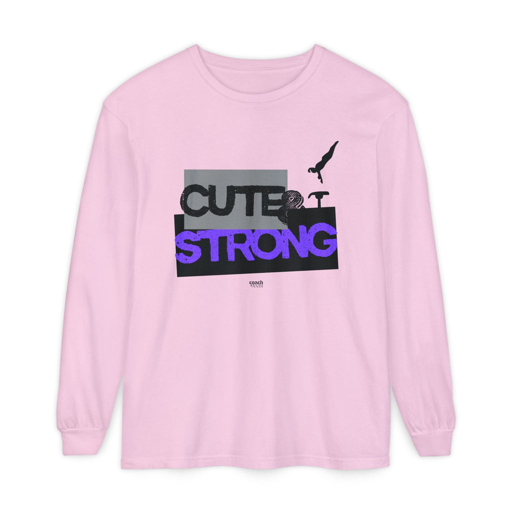 Cute & Strong - Purple/Black (Adult Long Sleeve Shirt)