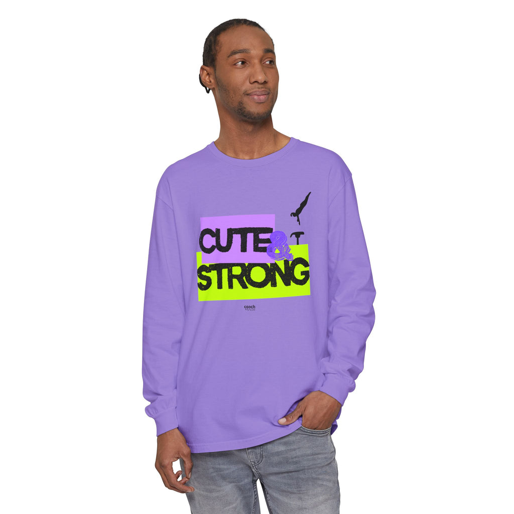 Cute & Strong - Aqua/Pink (Adult Long Sleeve Shirt)