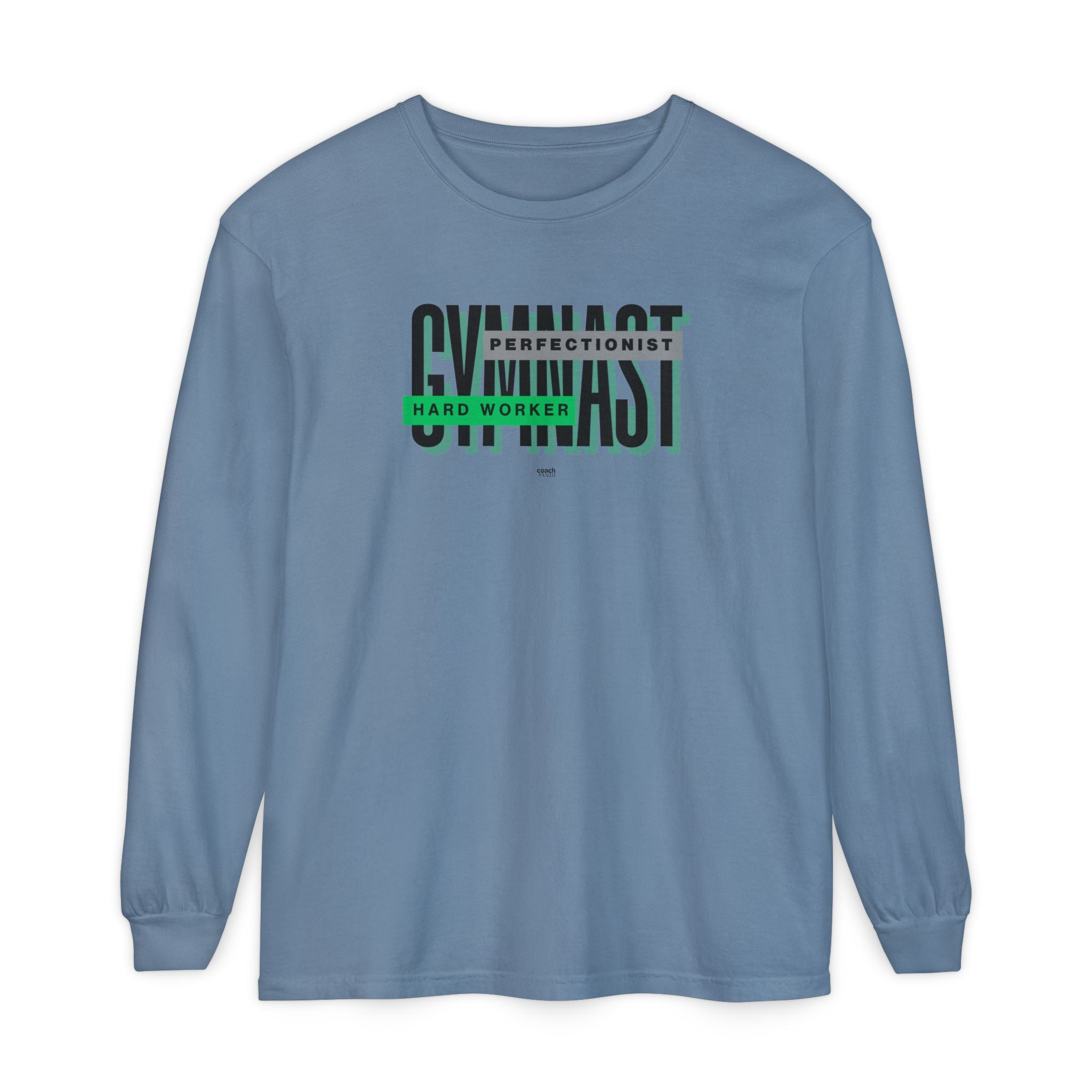 Gymnast Hard Worker Long Sleeve Shirt - Lime/Blue (Adult)