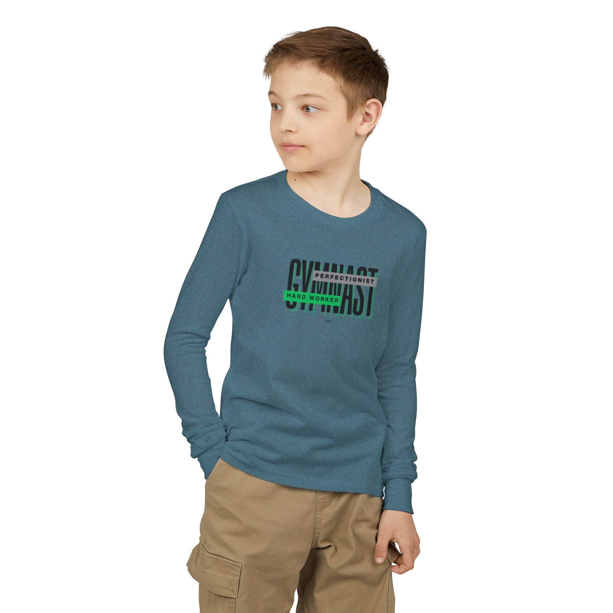 Gymnast Hard Worker Long Sleeve Shirt - Green (Youth)