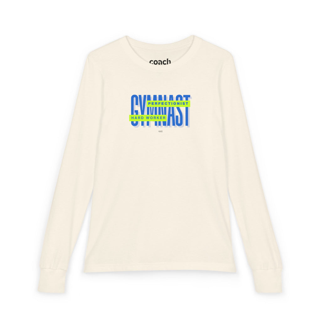 Gymnast Hard Worker Long Sleeve Shirt - Lime/Blue (Youth)