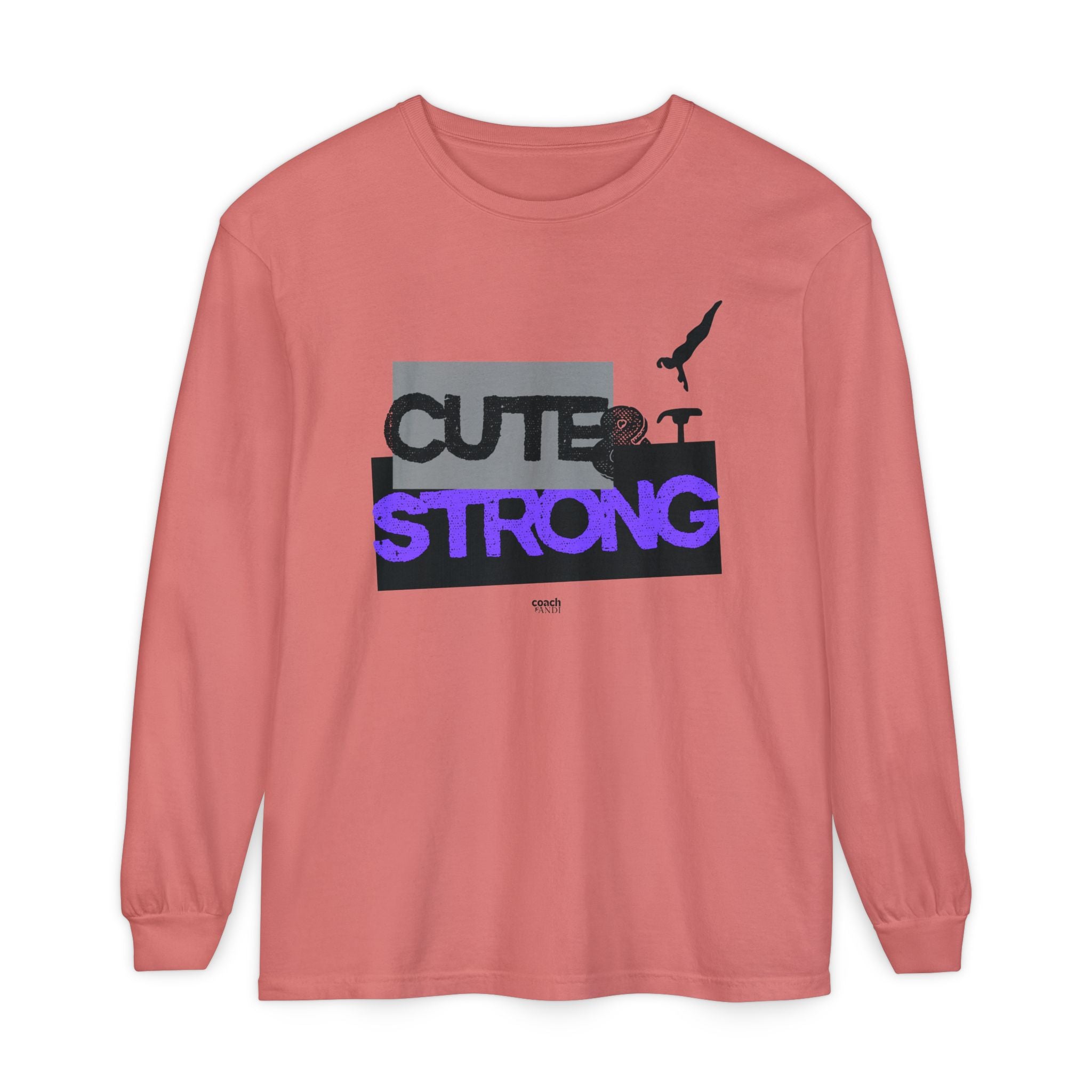 Cute & Strong - Purple/Black (Adult Long Sleeve Shirt)