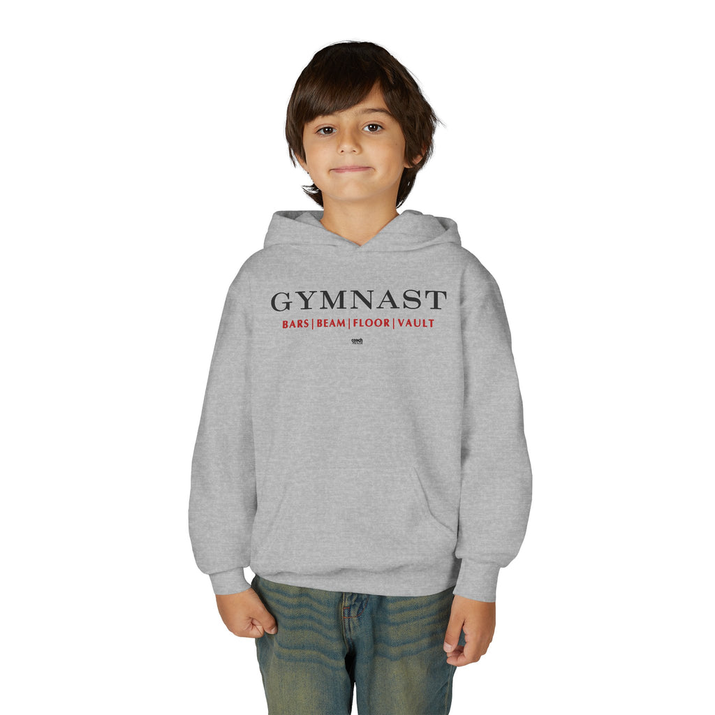 GYMNAST (Bars Beam Floor Vault) Hoodie - Red (Youth)