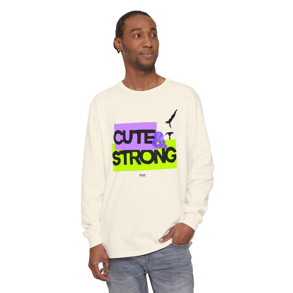 Cute & Strong - Aqua/Pink (Adult Long Sleeve Shirt)