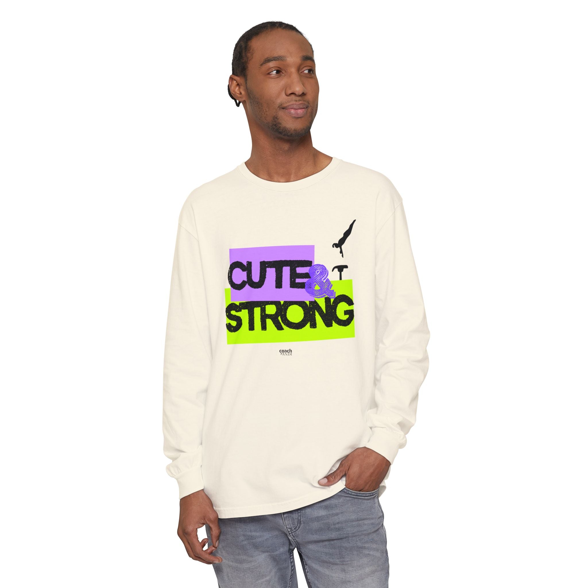 Cute & Strong - Aqua/Pink (Adult Long Sleeve Shirt)