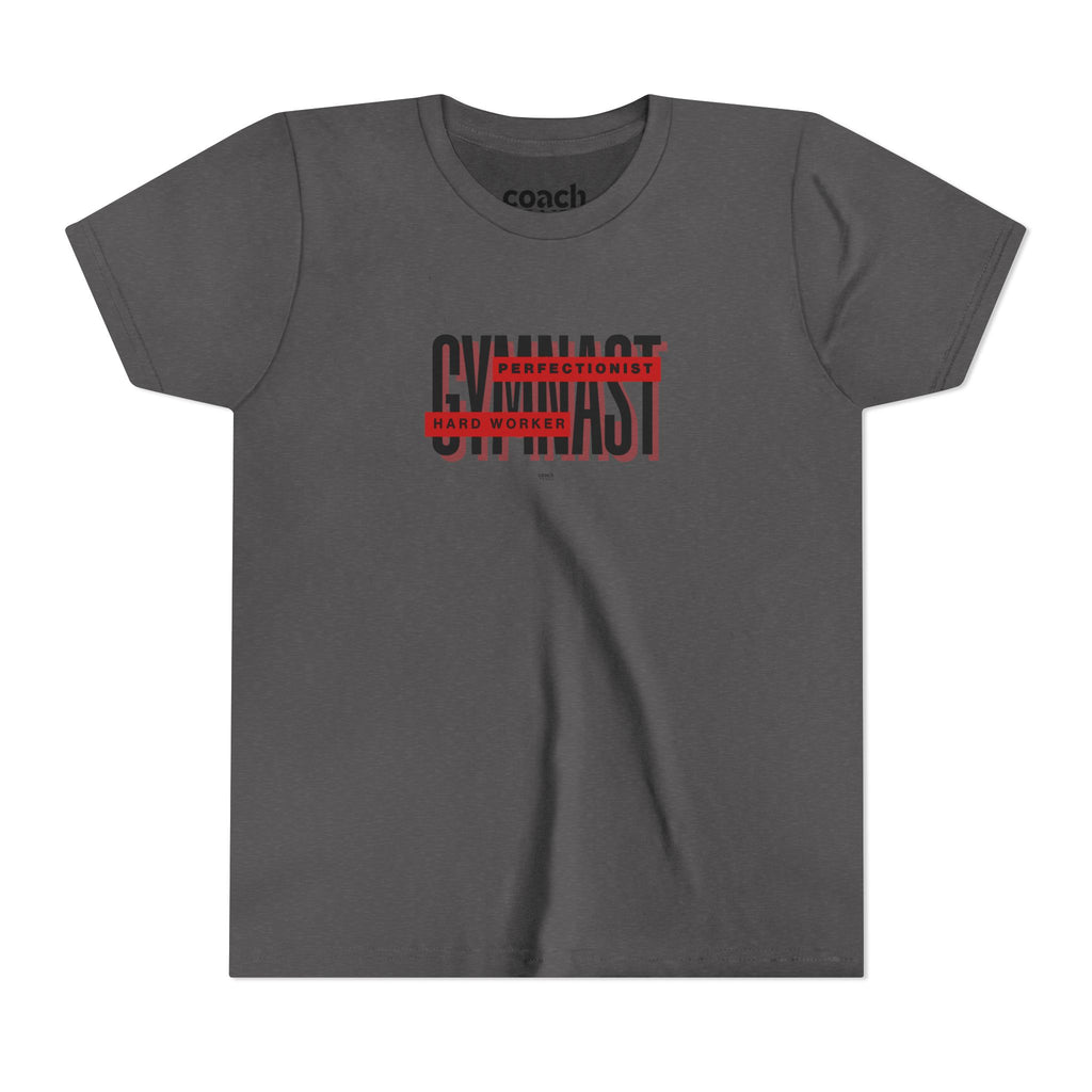 Gymnast Hard Worker Tshirt - Red/Black (Youth)