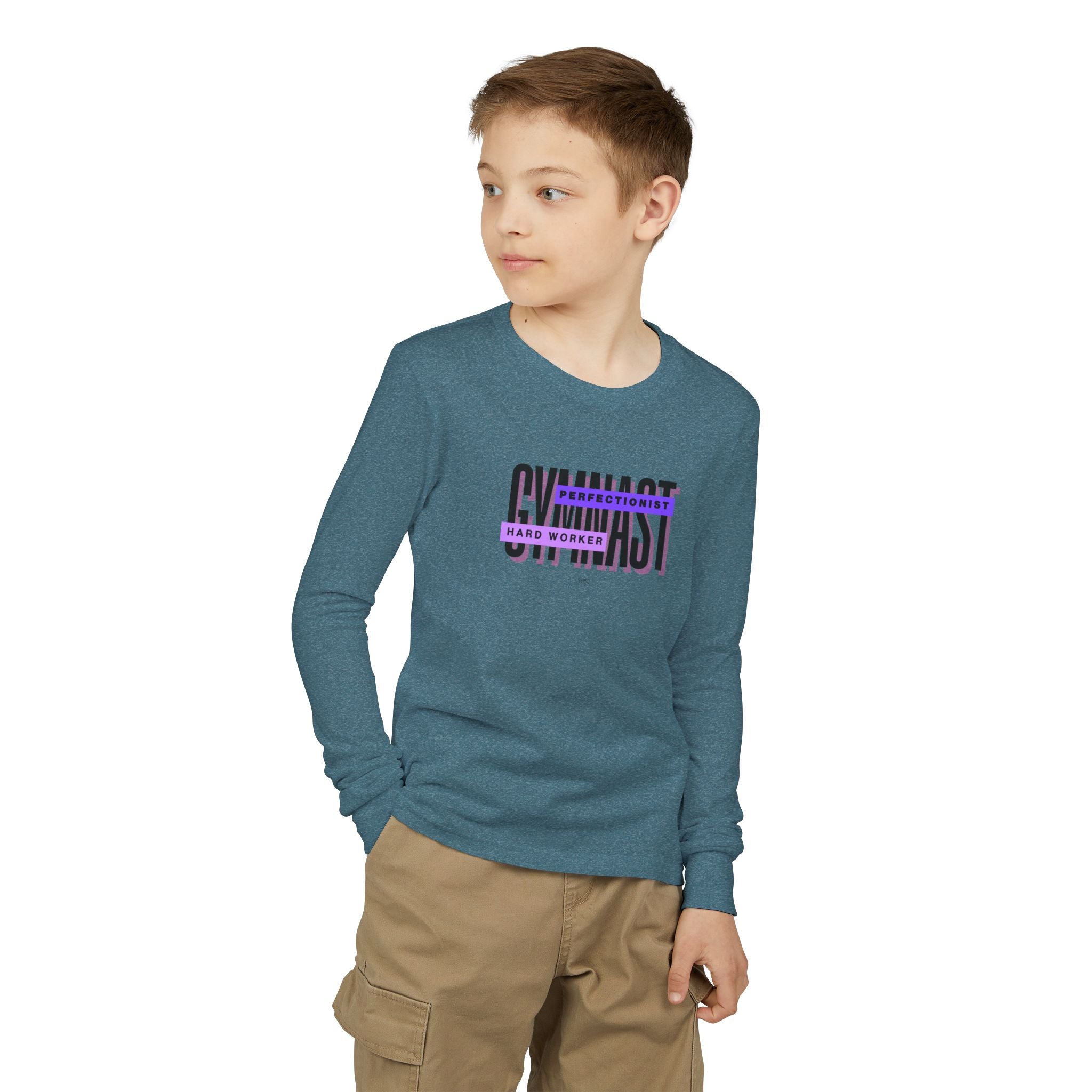 Gymnast Hard Worker Long Sleeve Shirt - Purple (Youth)
