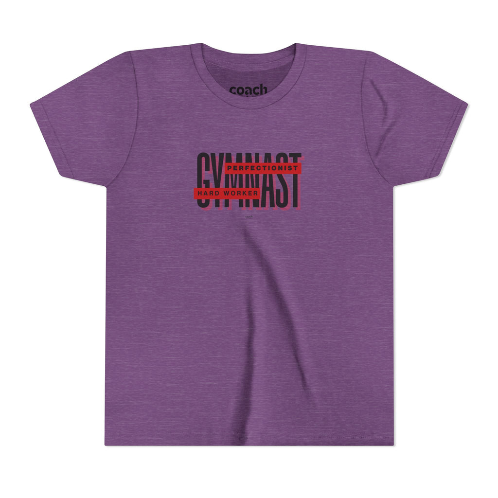 Gymnast Hard Worker Tshirt - Red/Black (Youth)