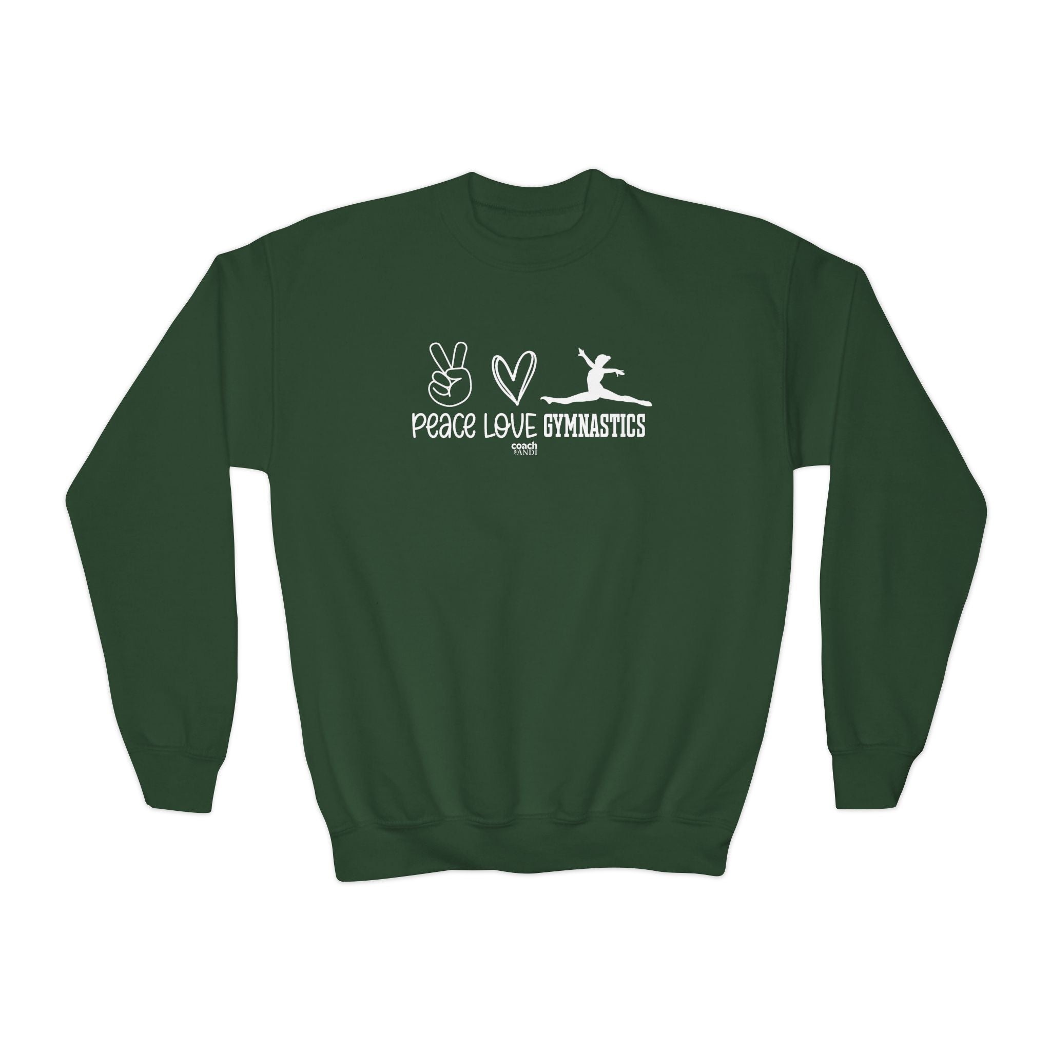 Peace, Love, Gymnastics (Youth Crewneck Sweatshirt)