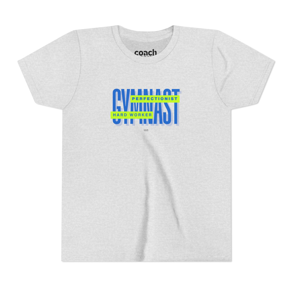 Gymnast Hard Worker Tshirt - Lime/Blue (Youth)