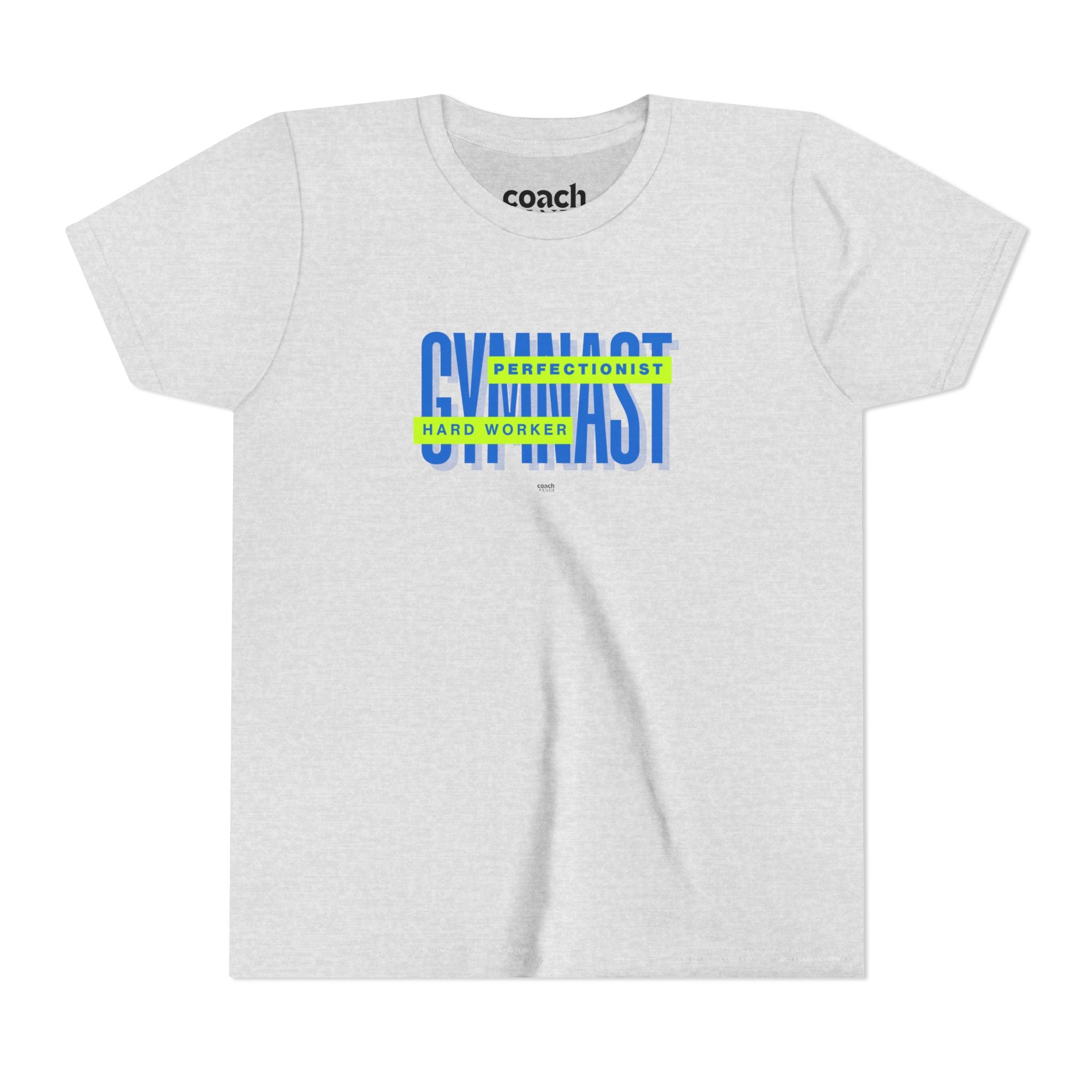 Gymnast Hard Worker Tshirt - Lime/Blue (Youth)