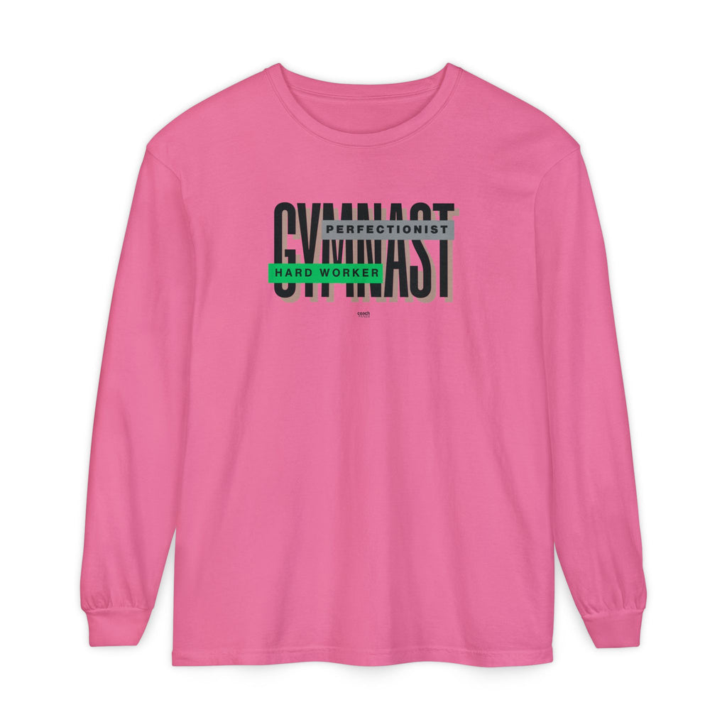 Gymnast Hard Worker Long Sleeve Shirt - Lime/Blue (Adult)