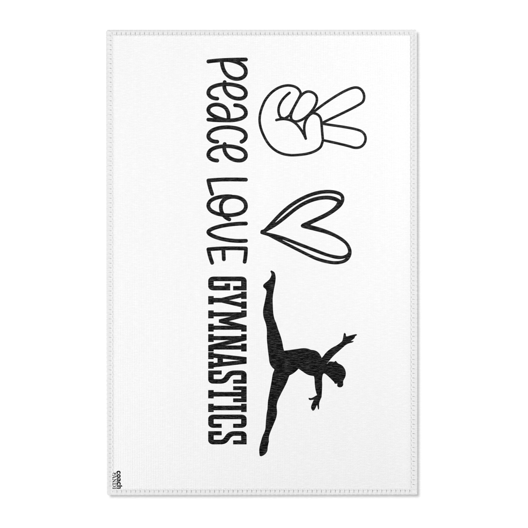 Peace, Love, Gymnastics-White (Area Rugs)