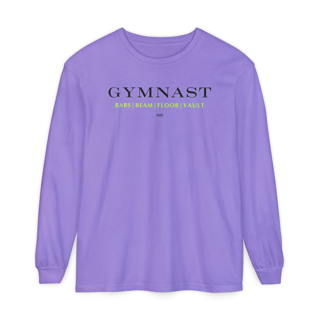 GYMNAST (Bars Beam Floor Vault) Long Sleeve Shirt - Lime (Adult )