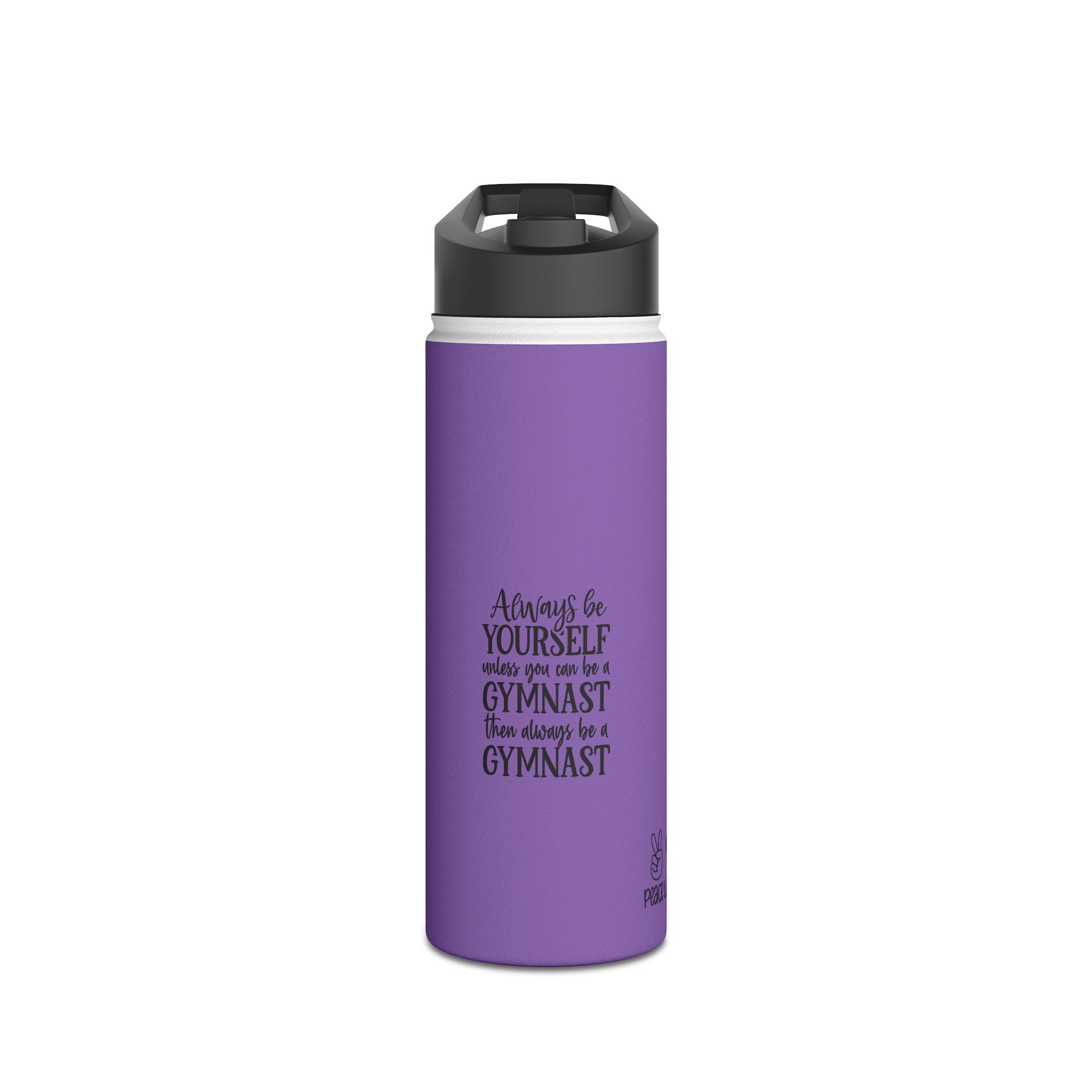 Gymnastics Quotes-Purple (Stainless Steel Water Bottle, Standard Lid)