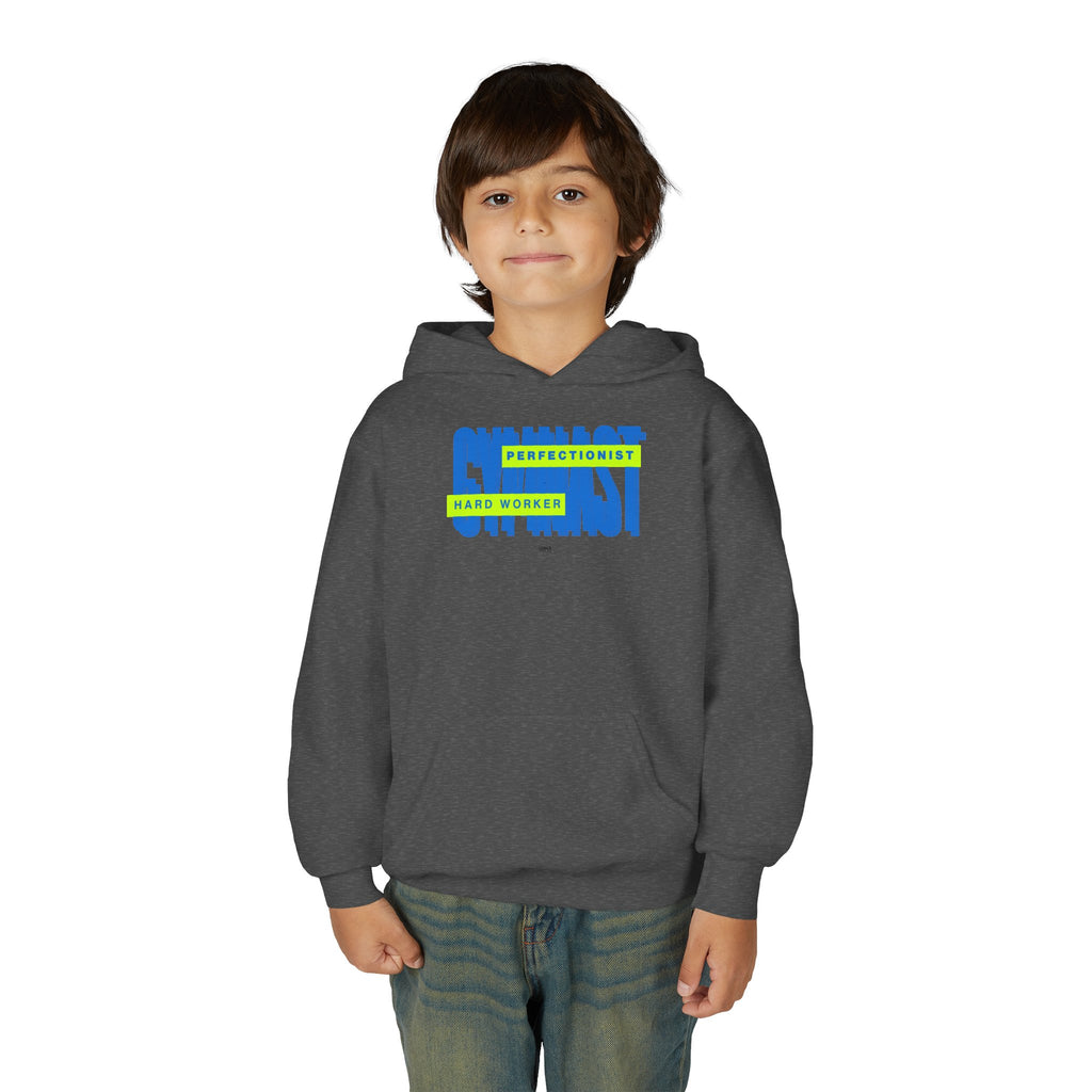 Gymnast Hard Worker Hoodie - Lime/Blue (Youth)