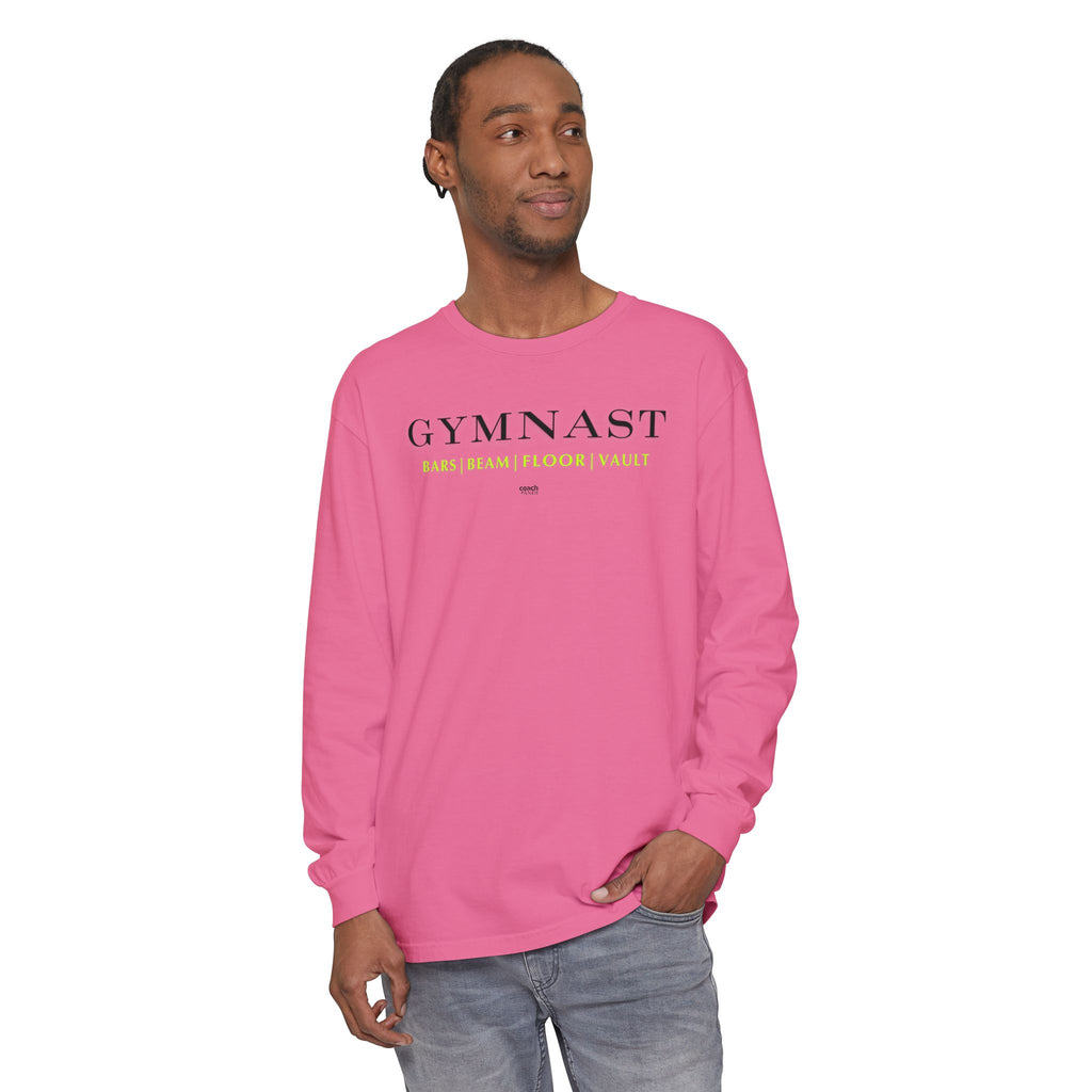 GYMNAST (Bars Beam Floor Vault) Long Sleeve Shirt - Lime (Adult )
