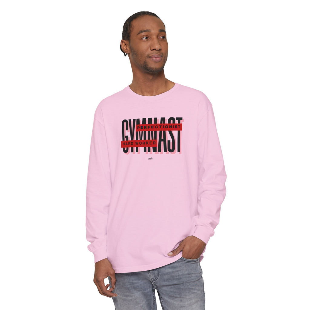 Gymnast Hard Worker Long Sleeve Shirt - Red (Adult)