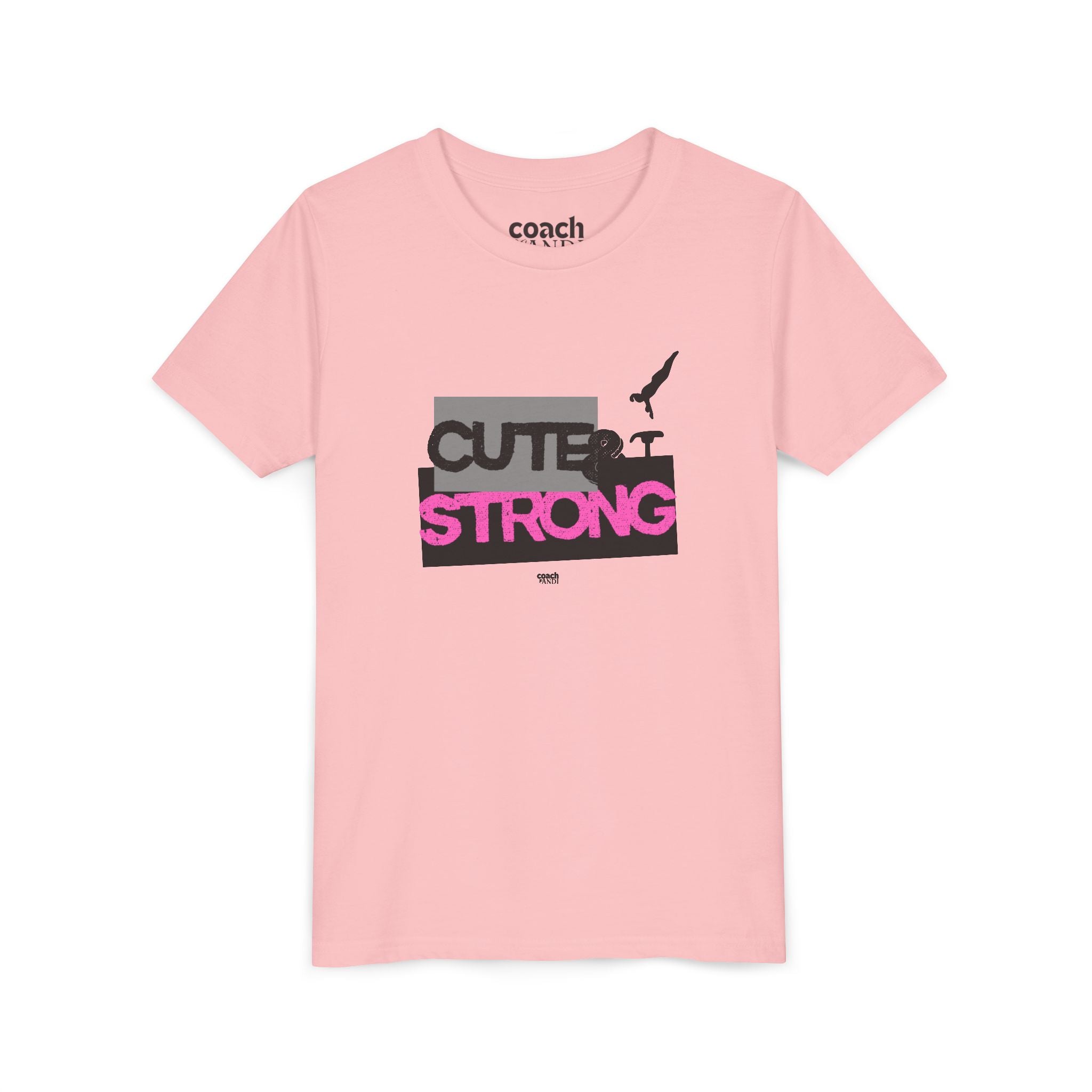 Cute & Strong Youth Short Sleeve Tee - Pink/Black