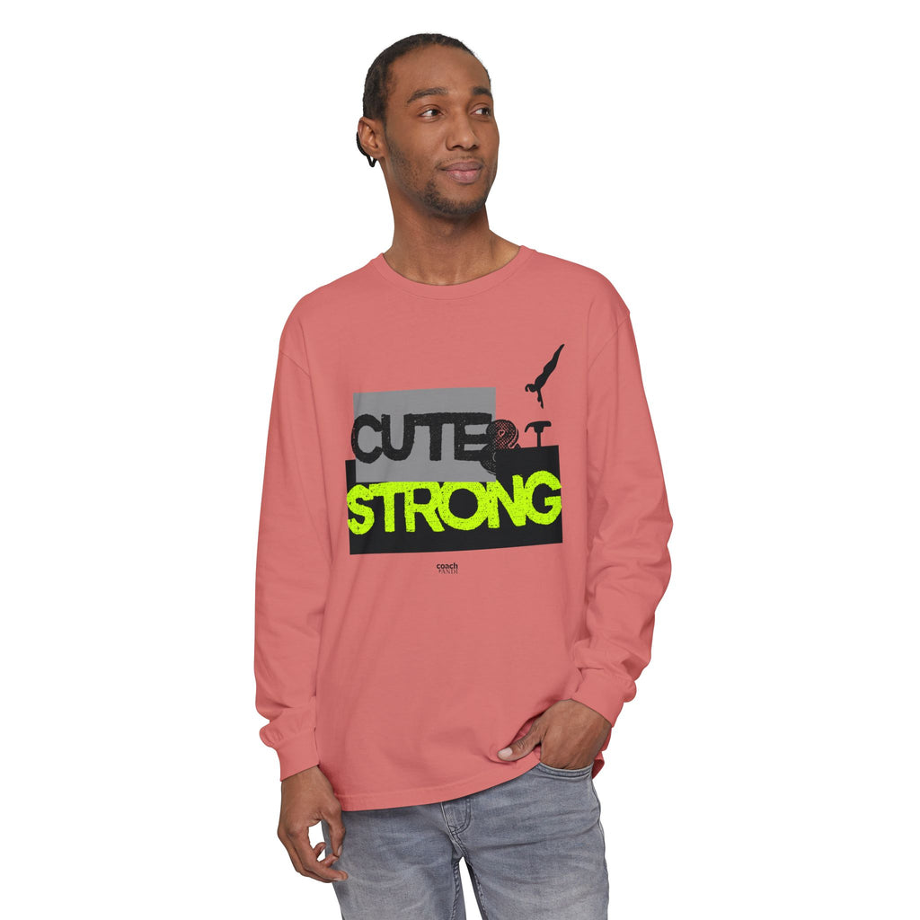 Cute & Strong - Lime/Black (Adult Long Sleeve Shirt)