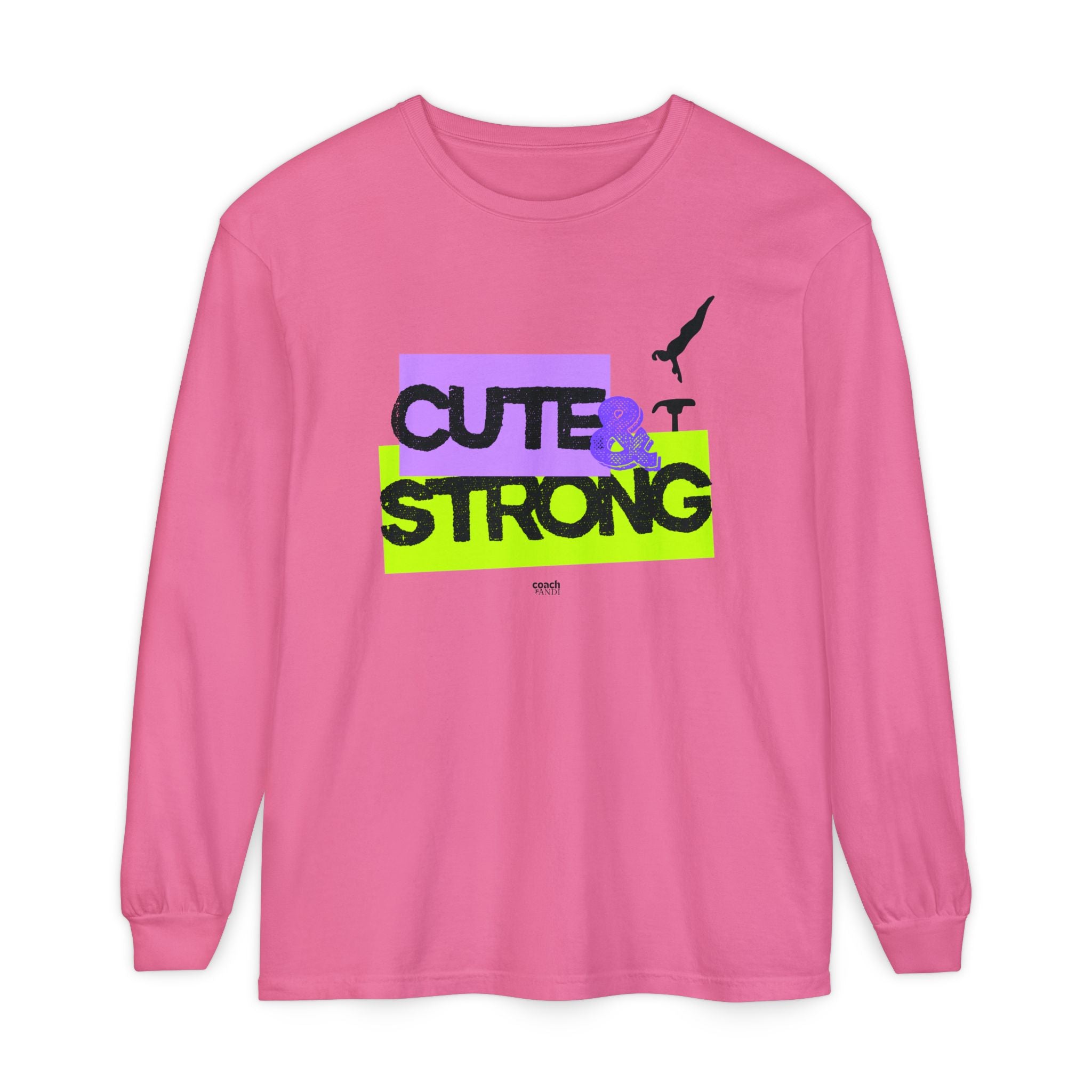 Cute & Strong - Aqua/Pink (Adult Long Sleeve Shirt)