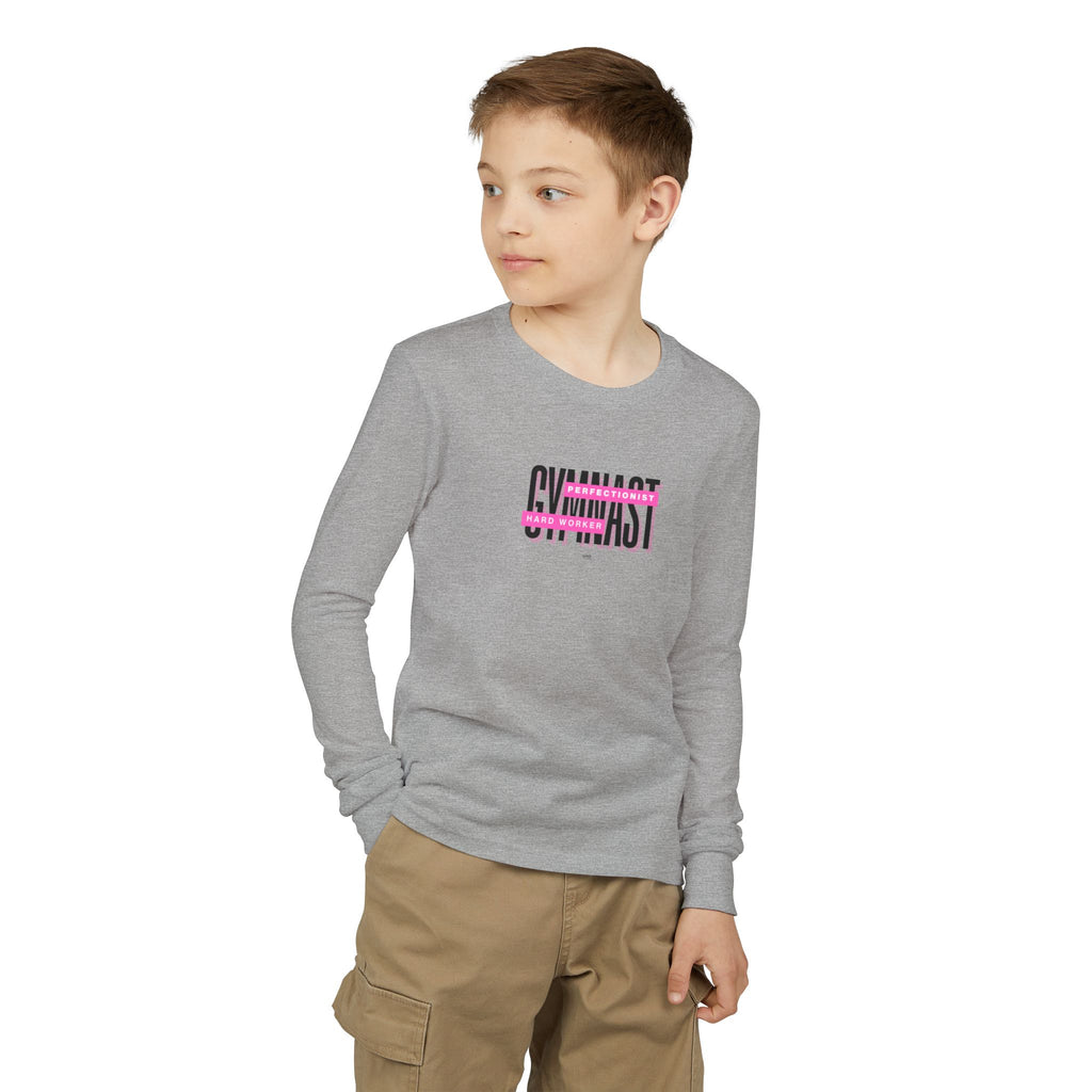 Gymnast Hard Worker Long Sleeve Shirt - Pink (Youth)