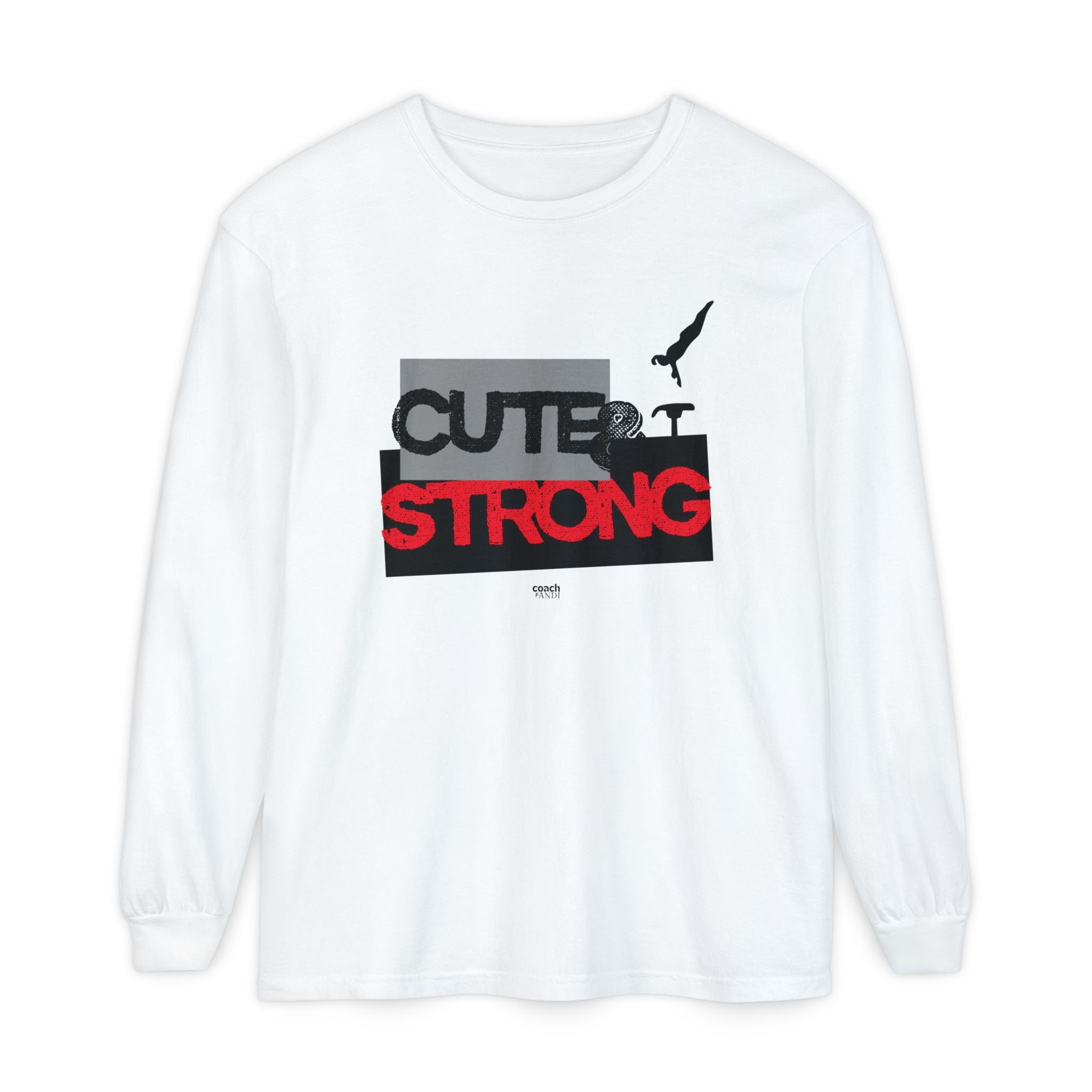Cute & Strong - Red/Black (Adult Long Sleeve Shirt)