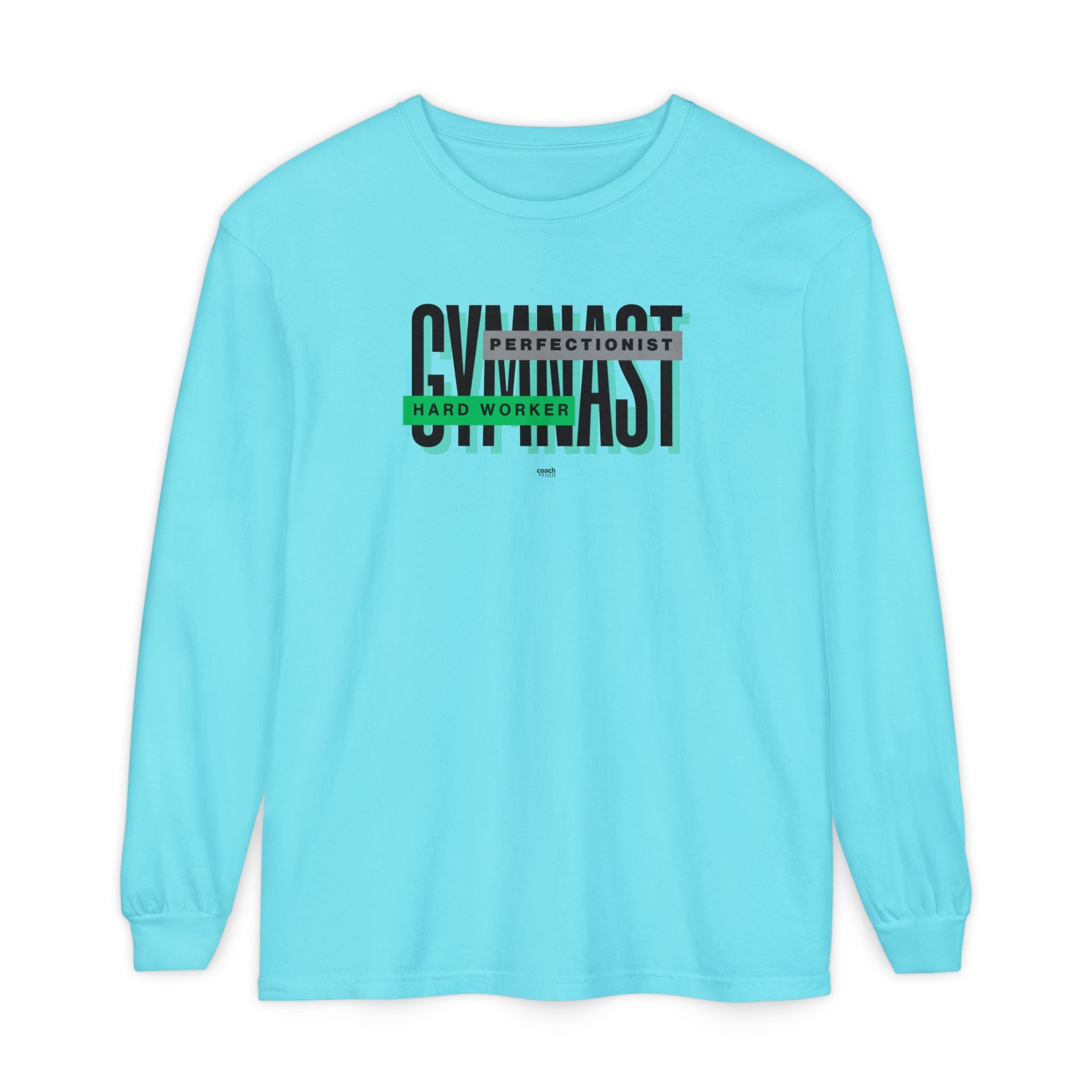 Gymnast Hard Worker Long Sleeve Shirt - Lime/Blue (Adult)