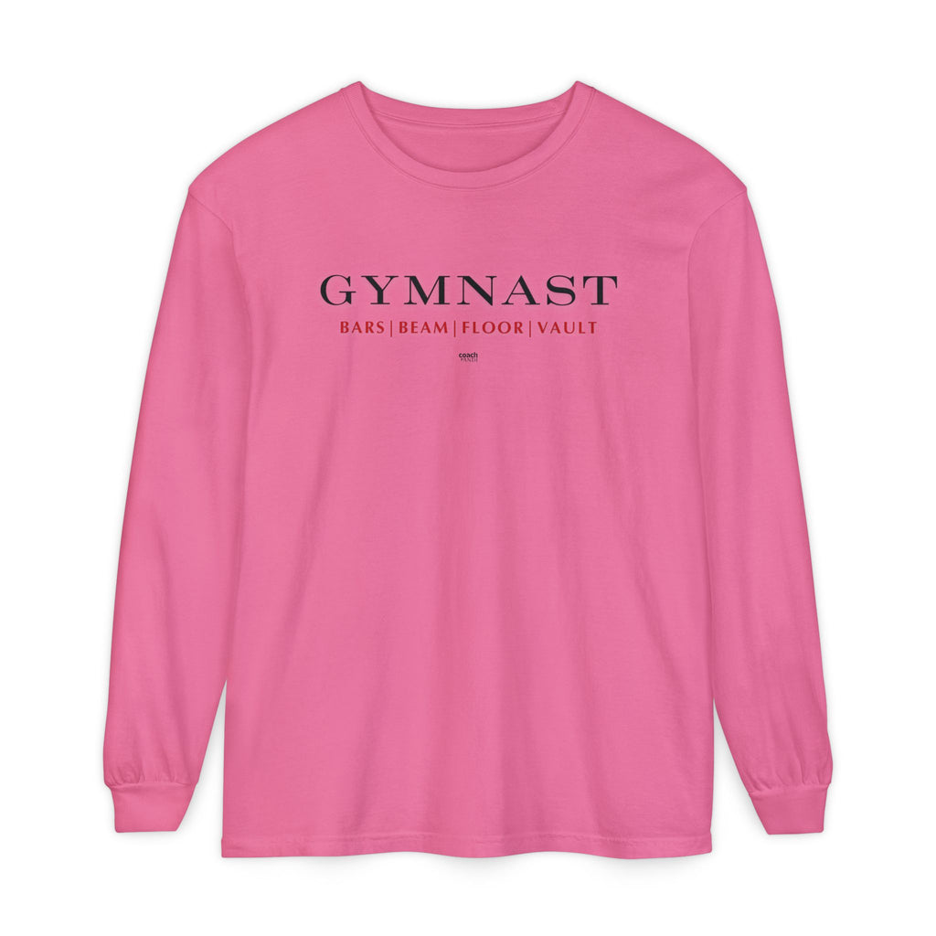 GYMNAST (Bars Beam Floor Vault) Long Sleeve Shirt - Red (Adult )