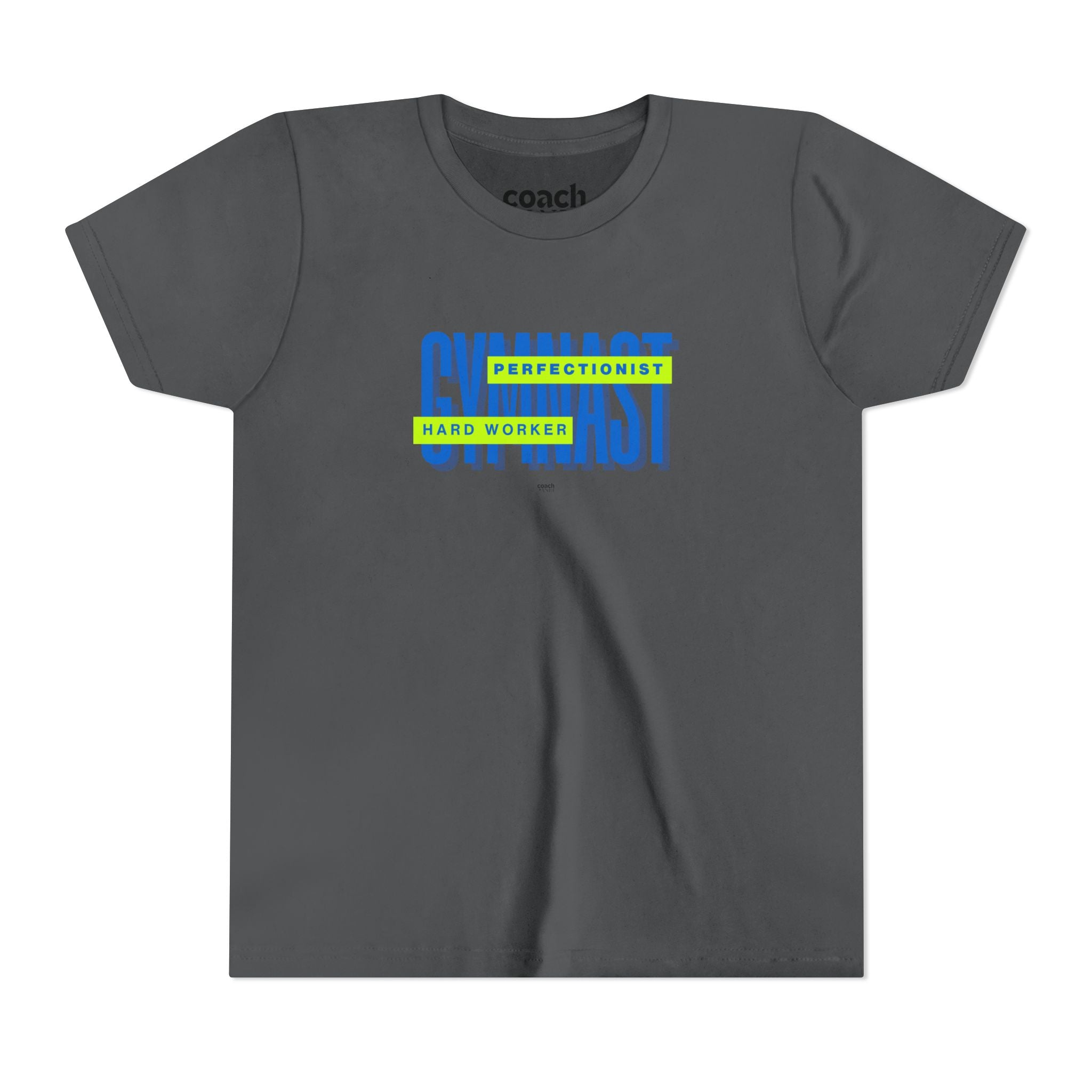 Gymnast Hard Worker Tshirt - Lime/Blue (Youth)