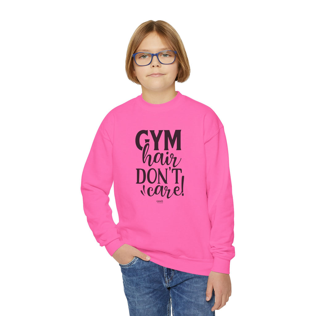 Gym Hair, Don't Care (Youth Crewneck Sweatshirt)