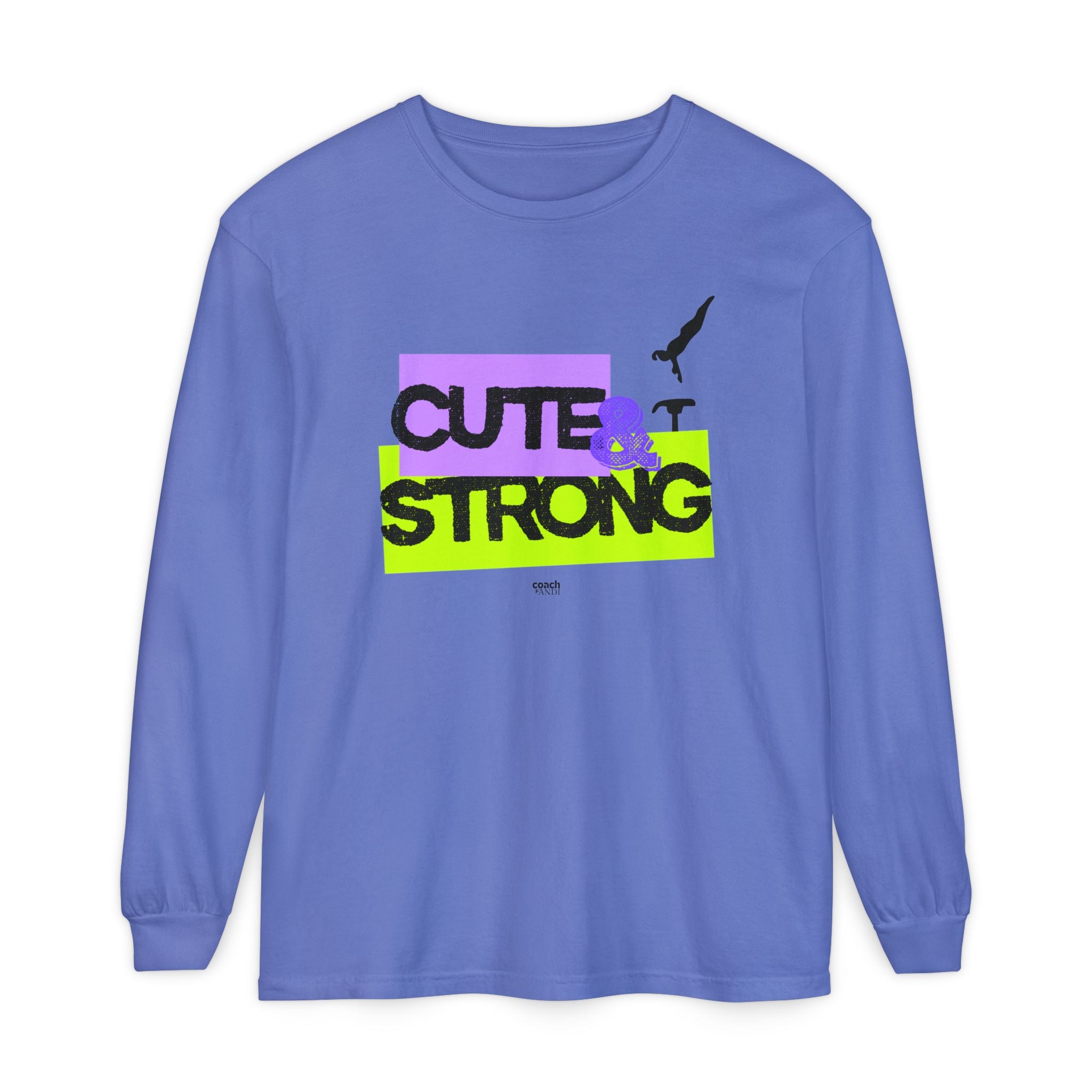 Cute & Strong - Aqua/Pink (Adult Long Sleeve Shirt)