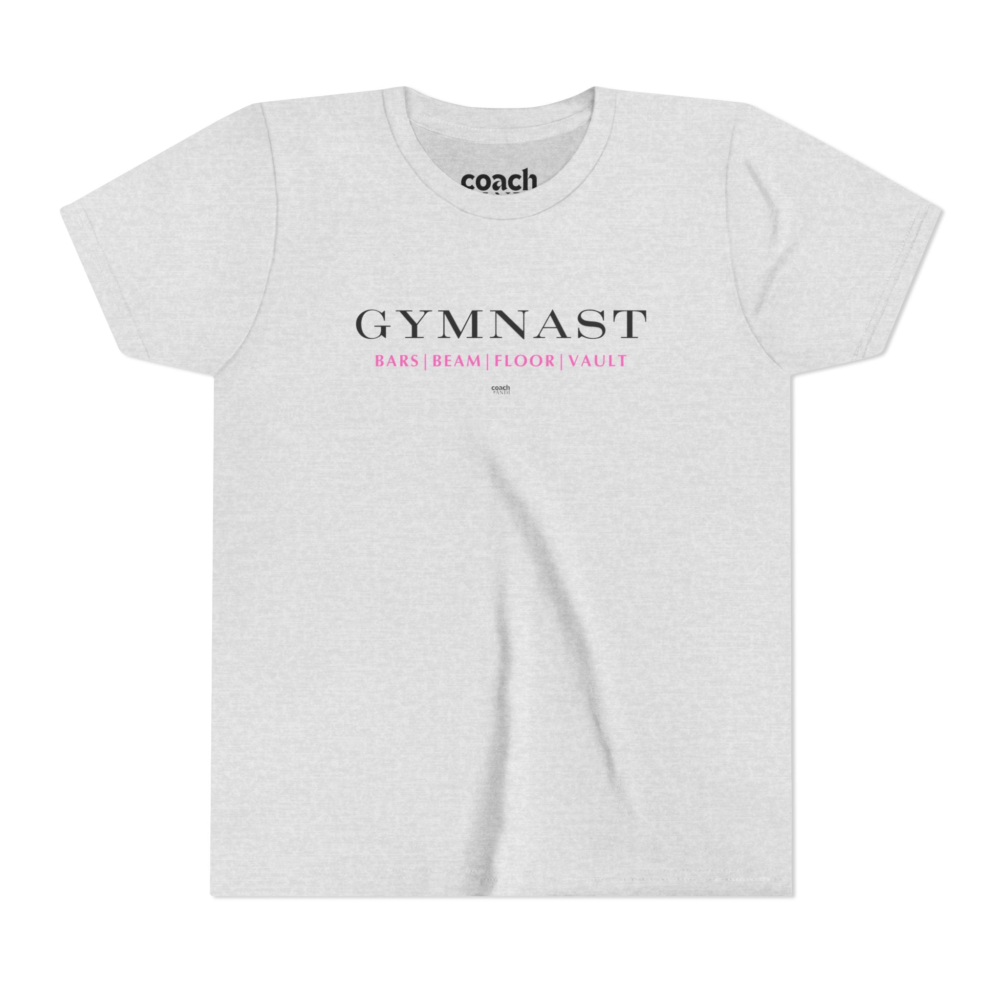 GYMNAST (Bars Beam Floor Vault) Short Sleeve Tee - Pink (Youth)