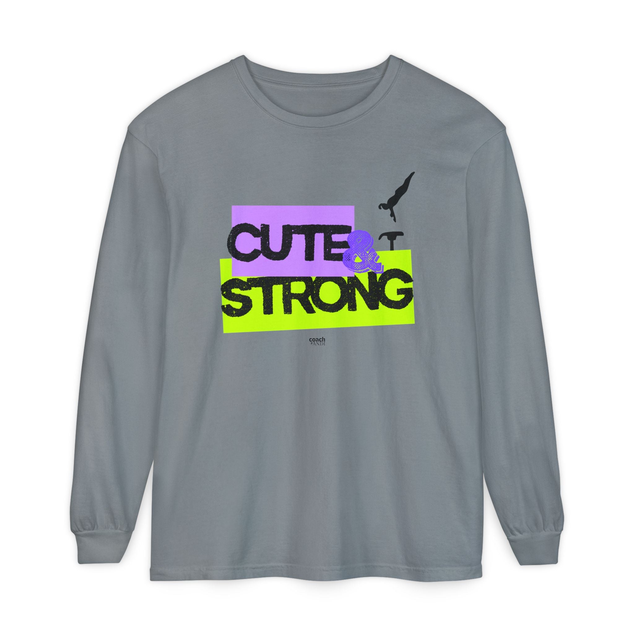 Cute & Strong - Aqua/Pink (Adult Long Sleeve Shirt)