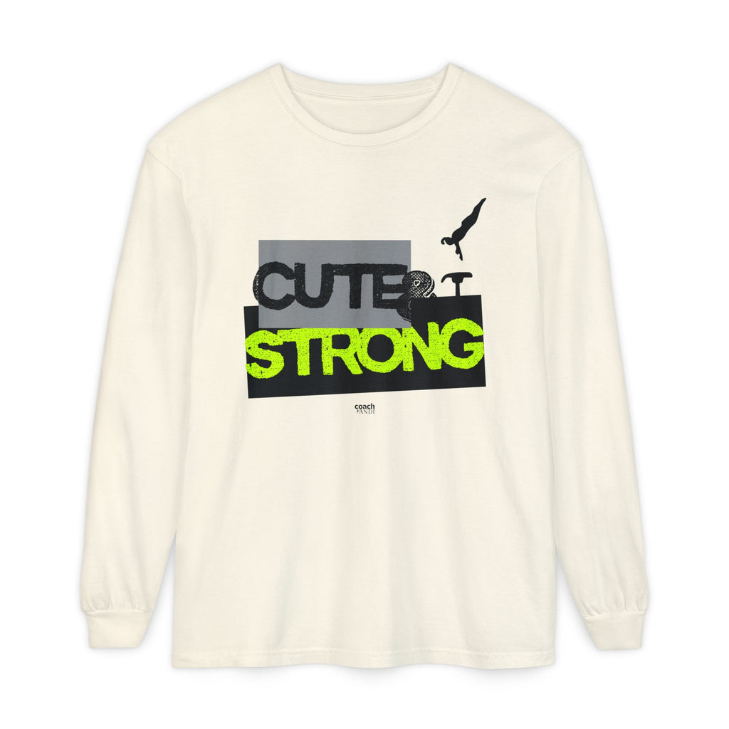 Cute & Strong - Lime/Black (Adult Long Sleeve Shirt)